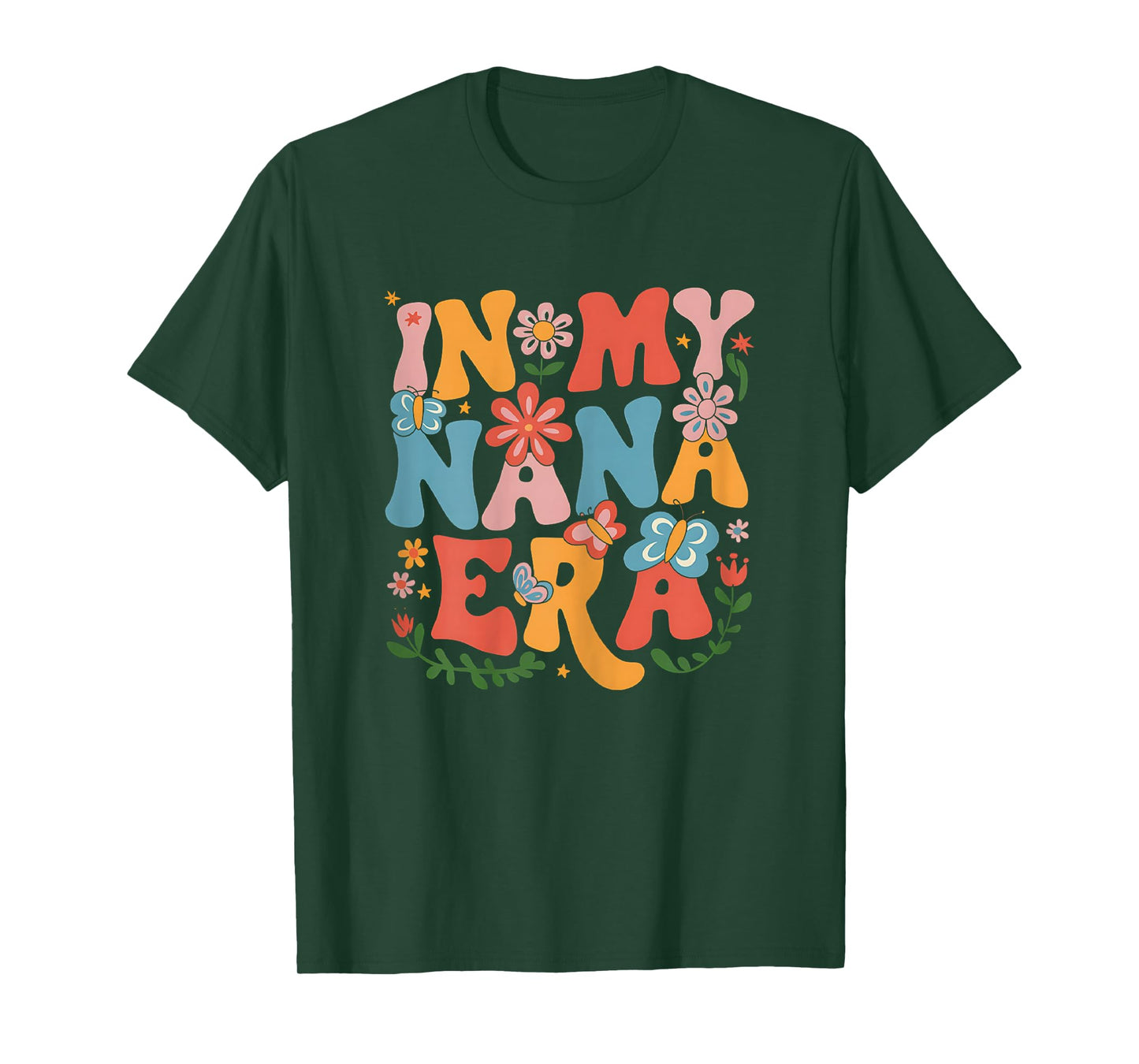 Funny In My Nana Era Retro Groovy Mothers Day Nana Butterfly T-Shirt