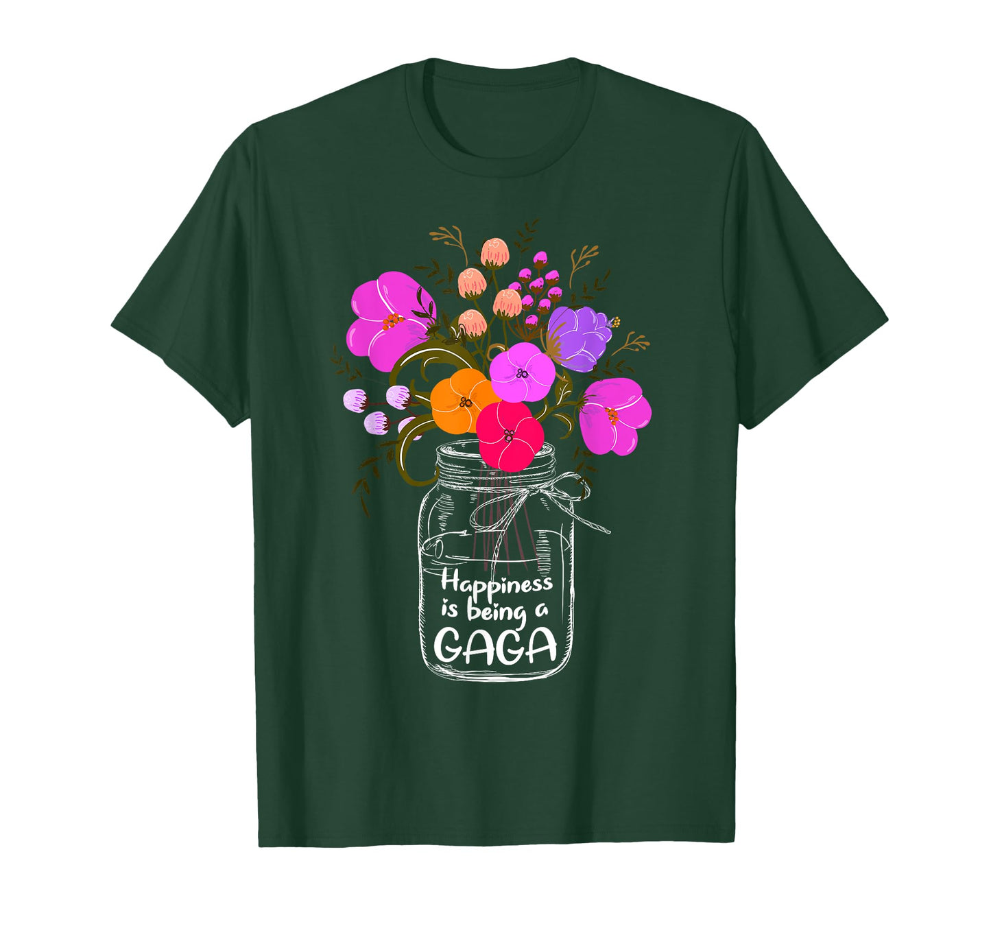 Happiness Is Being A Gaga Shirt Gift For Grandma Mom Flower T-Shirt