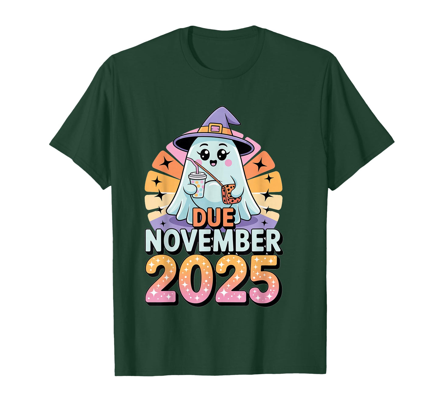 Halloween Pregnant Due November 2025 Mama Ghost Baby Mom T-Shirt