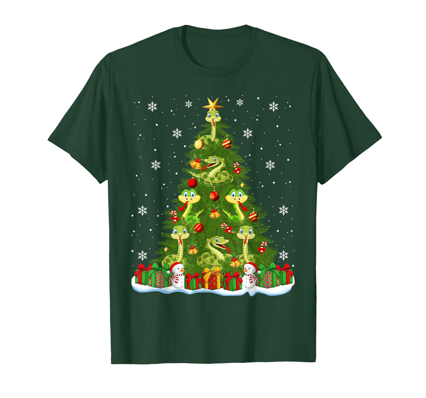 Cute Snake Christmas Tree Holiday Decor Funny Xmas Lights T-Shirt