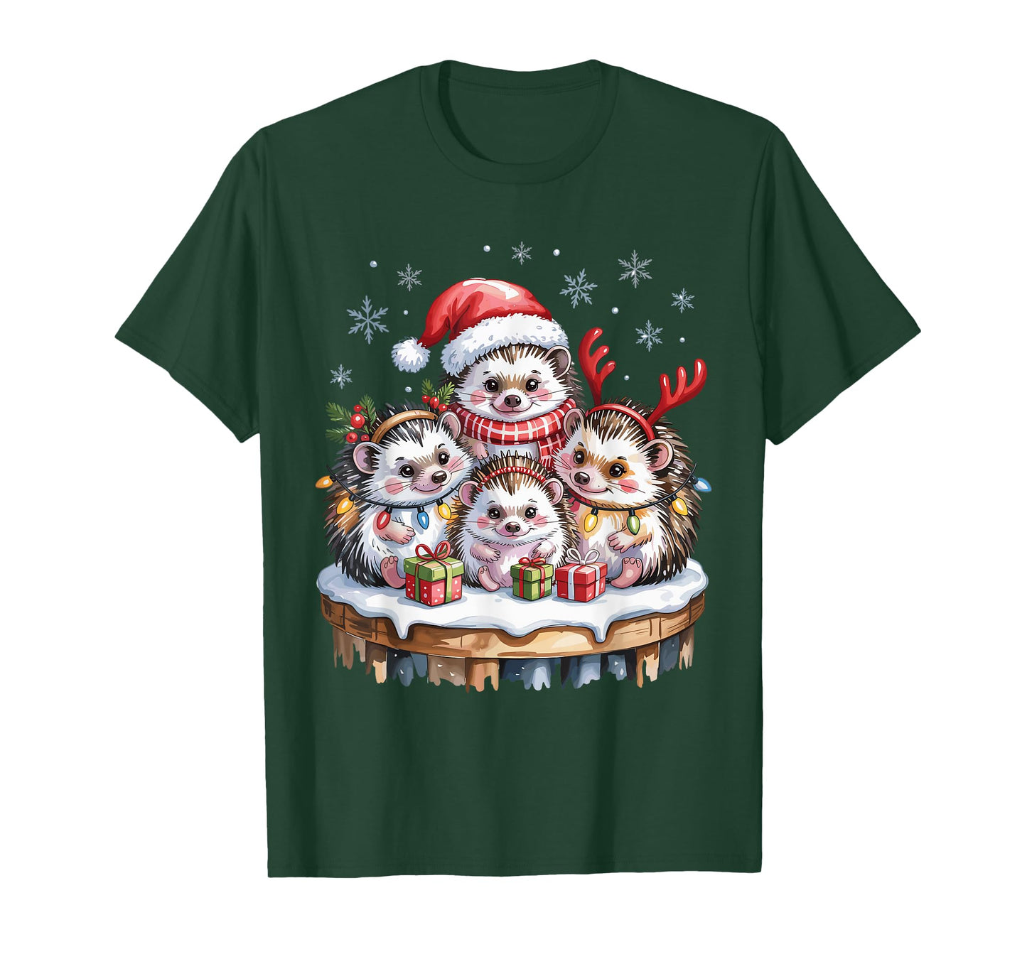 Hedgehog Christmas Cute Pet Lovers Funny Holiday Pajamas T-Shirt