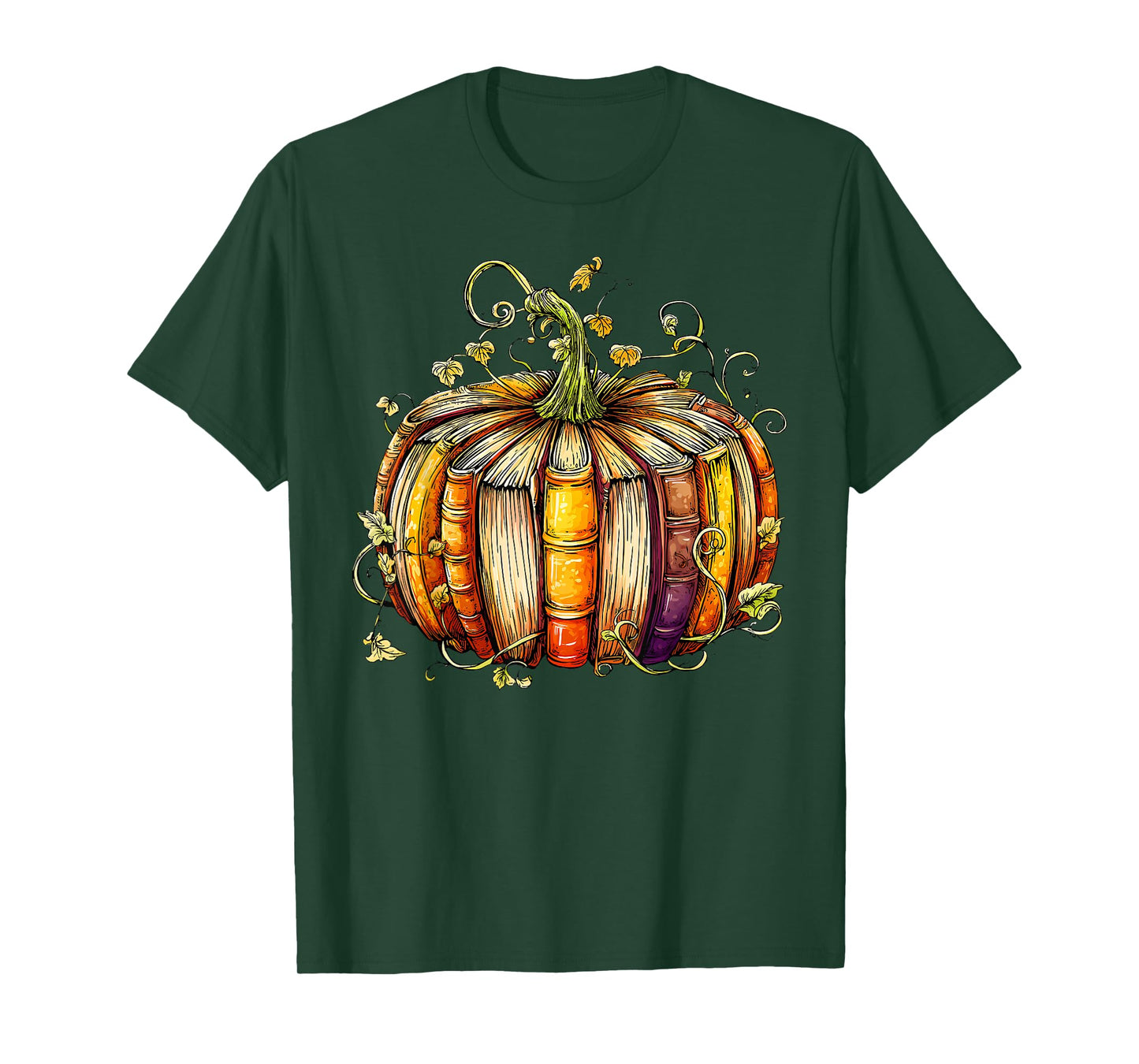 Books Pumpkins Vintage Library Thanksgiving Fall Teacher Kid T-Shirt