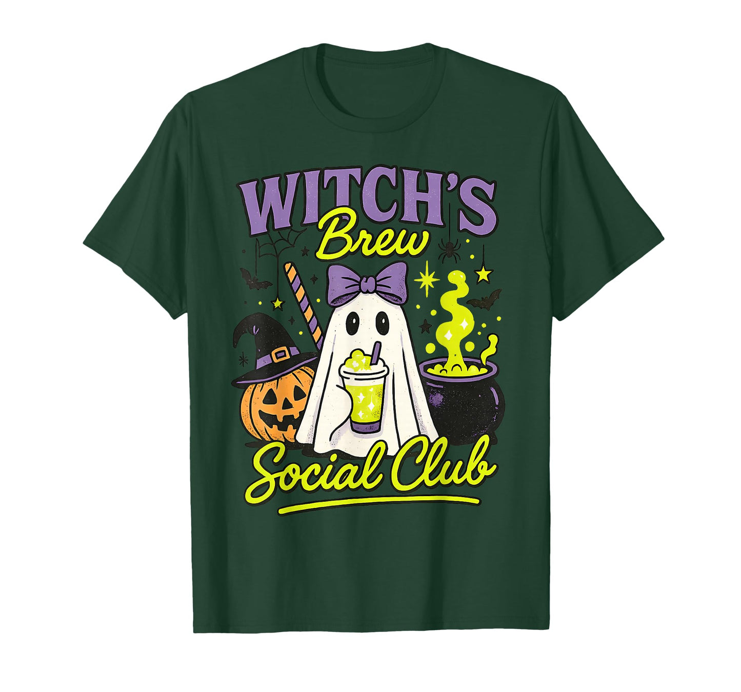 Witch’s Brew Halloween Ghost Cauldron Social Club Funny T-Shirt