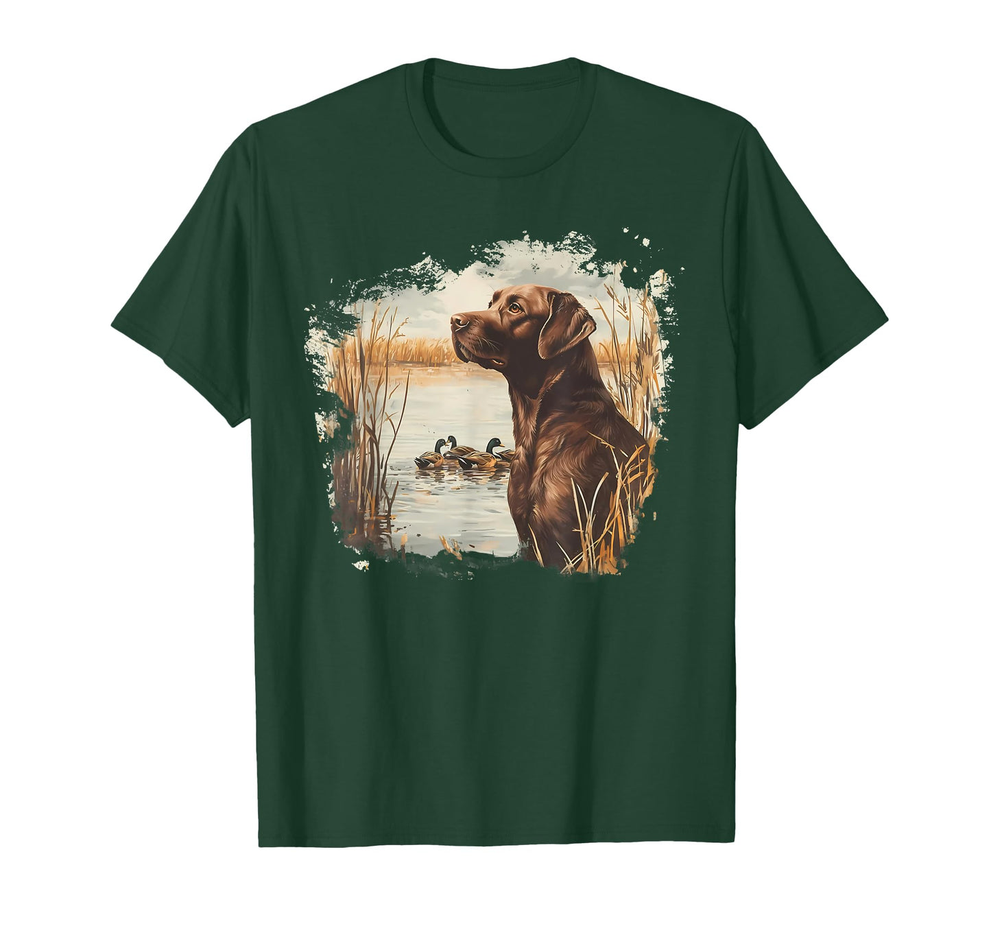 Retro Chocolate Lab Mallard Duck For Duck Hunting Men Dad T-Shirt