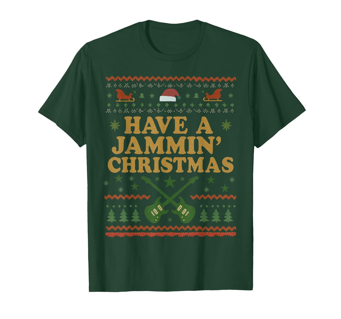 Rock Guitar Christmas Vintage Funny Xmas T-Shirt