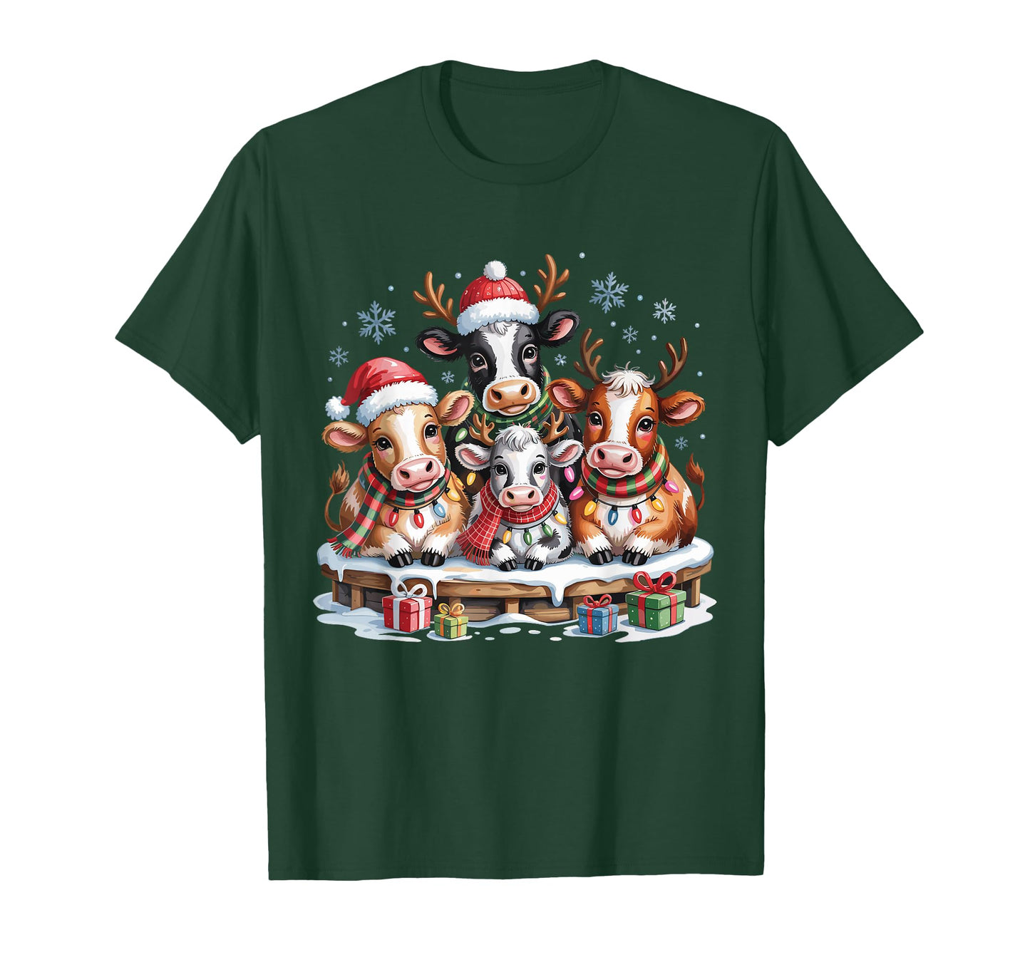 Cow Christmas Cute Farm Animal Lovers Funny Holiday Pajamas T-Shirt