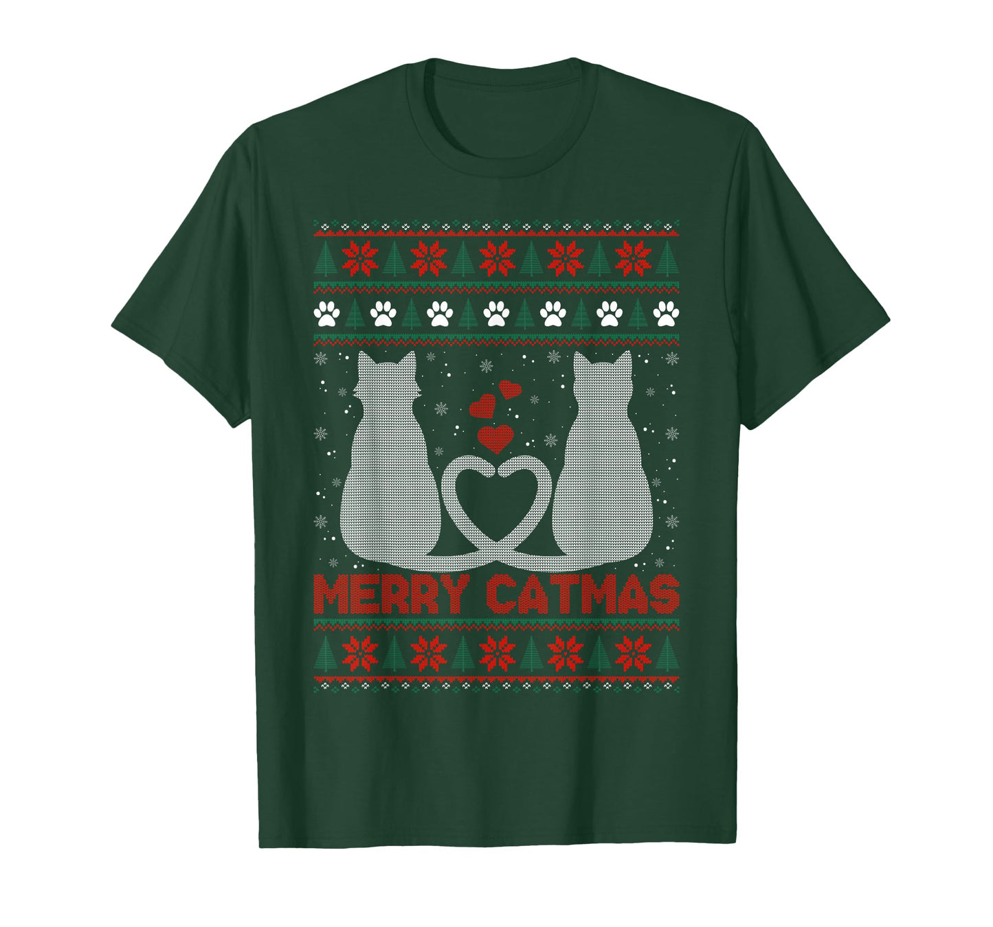 Merry Catmas Ugly Christmas Sweater Cat Xmas T-Shirt
