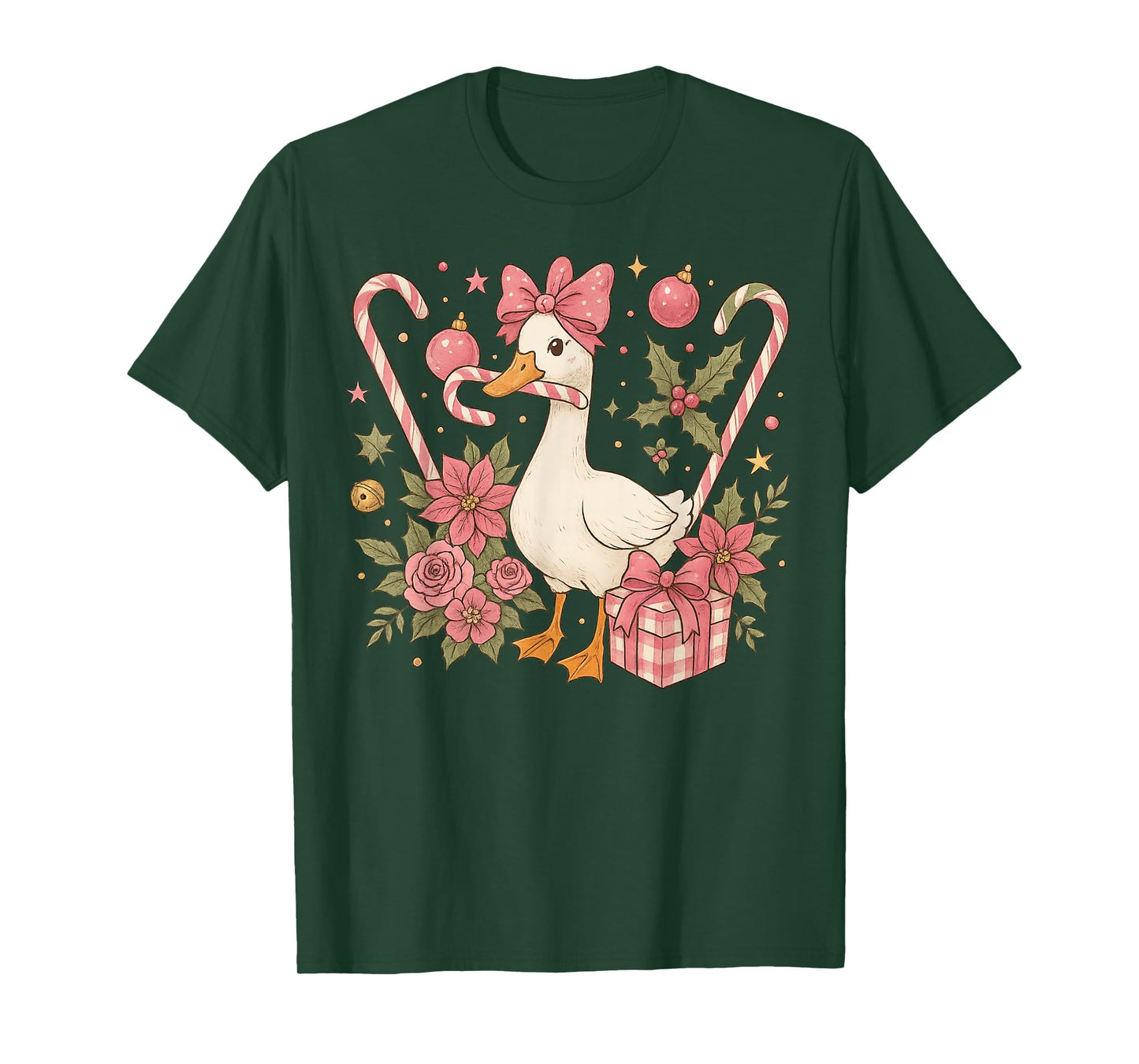 Preppy Coquette Goose Christmas 2025 Family Matching Candy T-Shirt