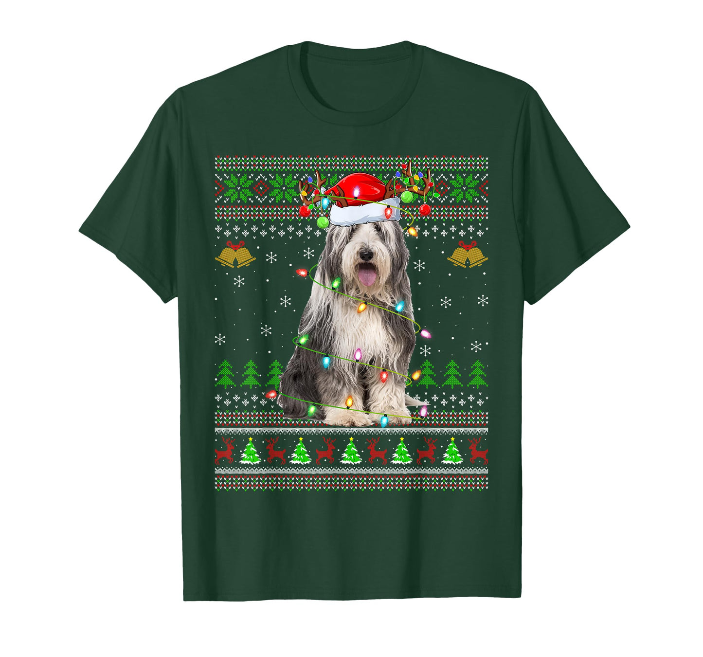 Bearded Collie Dog Ugly Christmas Sweater Holiday Santa Xmas T-Shirt