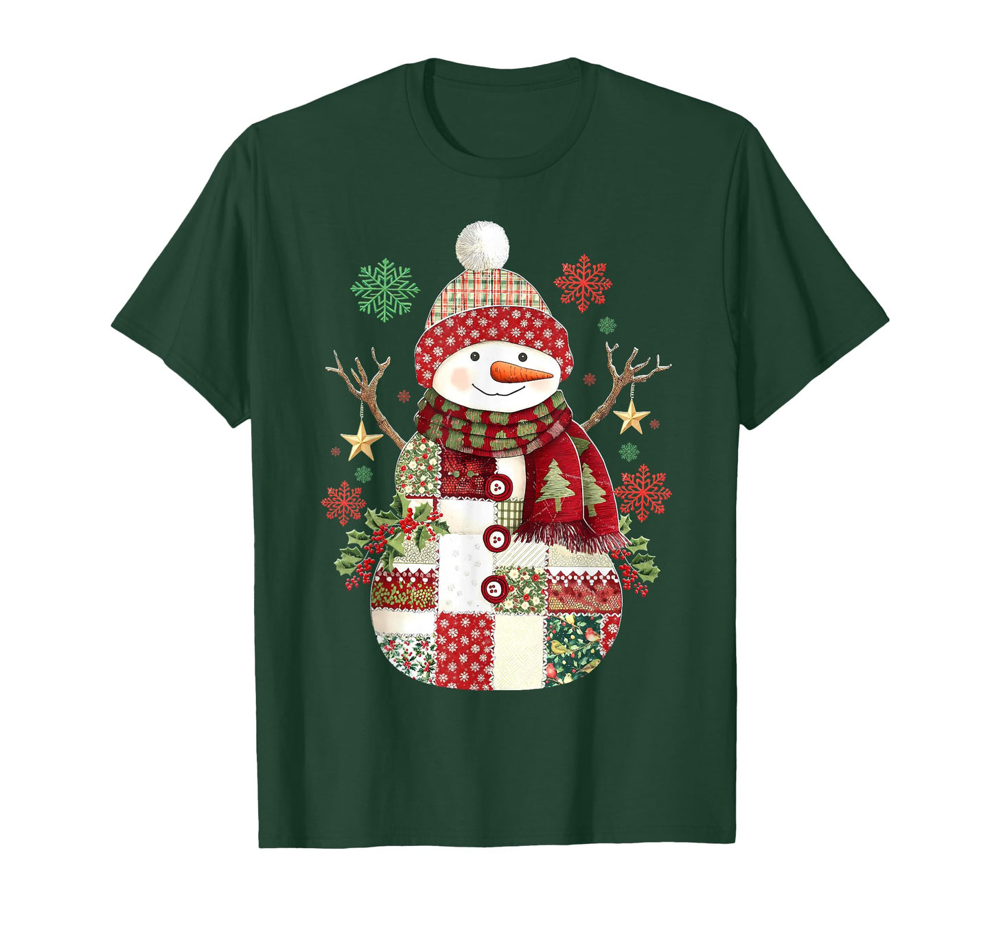 Patchwork Snowman Preppy Girly Christmas Xmas Holiday Kids T-Shirt