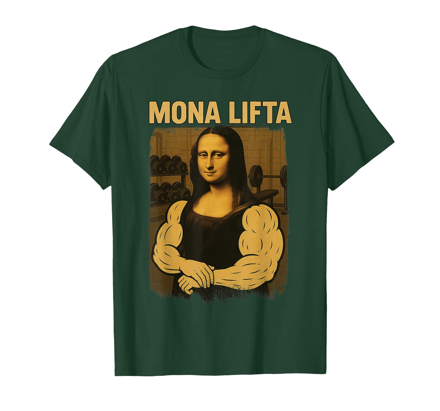 Mona Lifta Gym Workout Funny Mona Lisa Fitness Vintage T-Shirt
