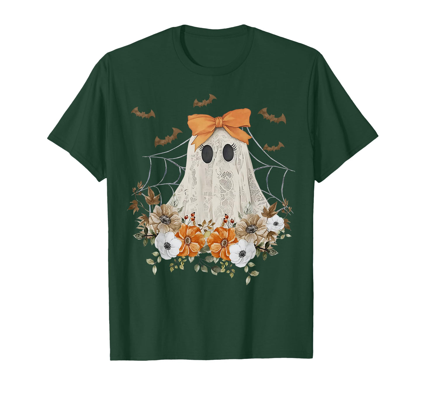 Coquette Ghost Flower Ghost Spooky Lace T-Shirt