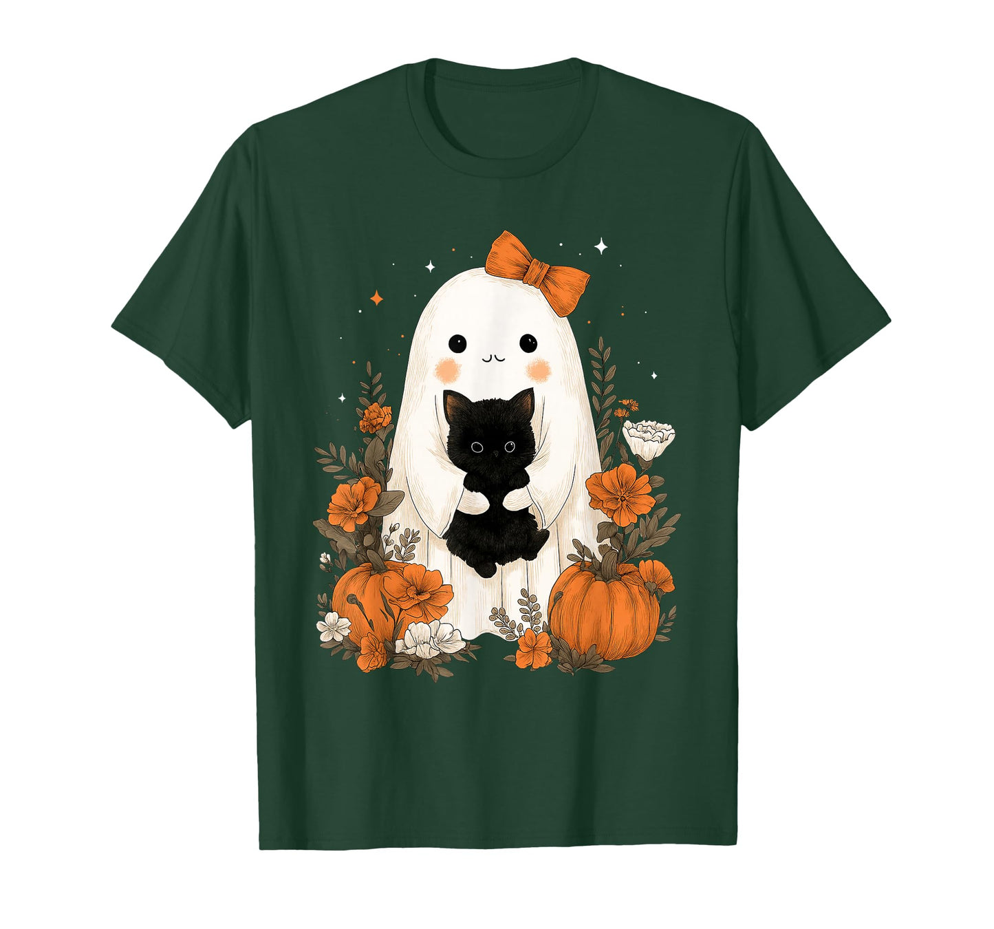 Vintage Halloween Ghost Holding Cat Spooky for Men Women T-Shirt