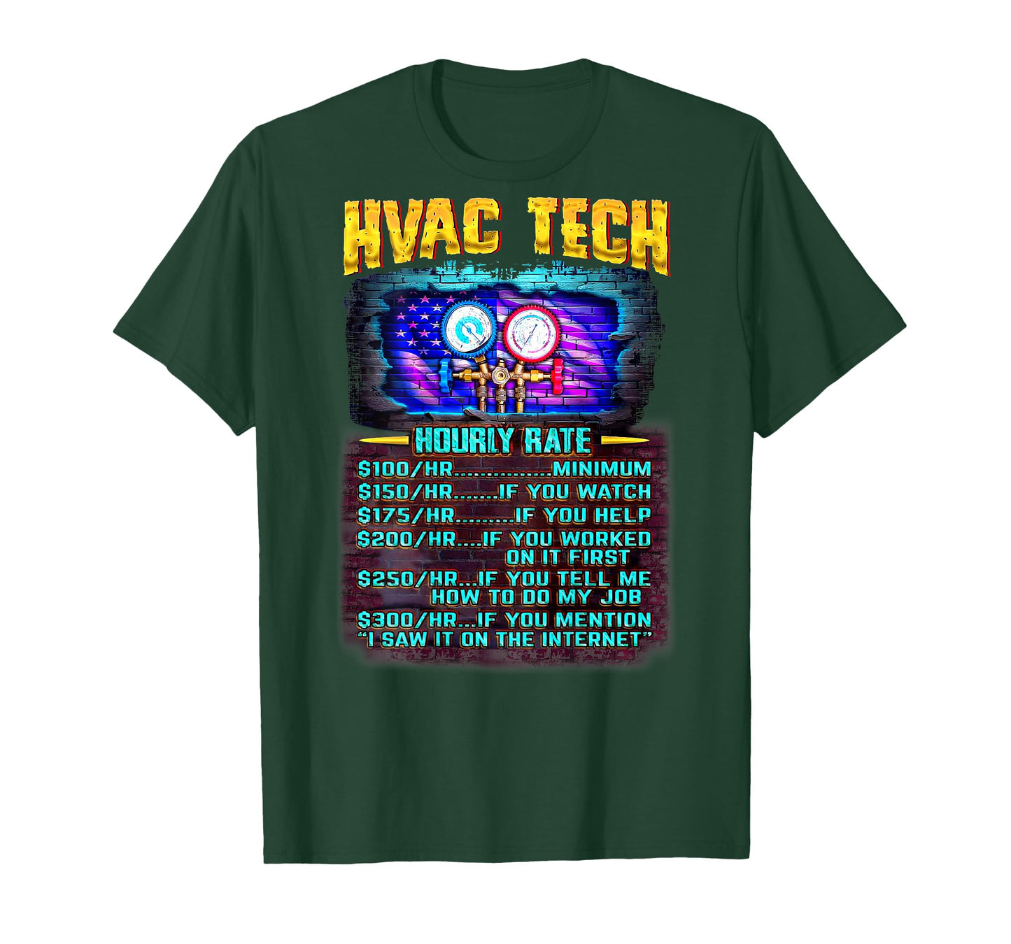Funny HVAC Technician hourly rate T-Shirt - Adults, Unisex, Short Sleeve, Black, X-Small, Classic Fit, Polyester 100%, Vintage Modern Blend, HVAC Technicians, HVAC Enthusiasts, Fun-loving Adults