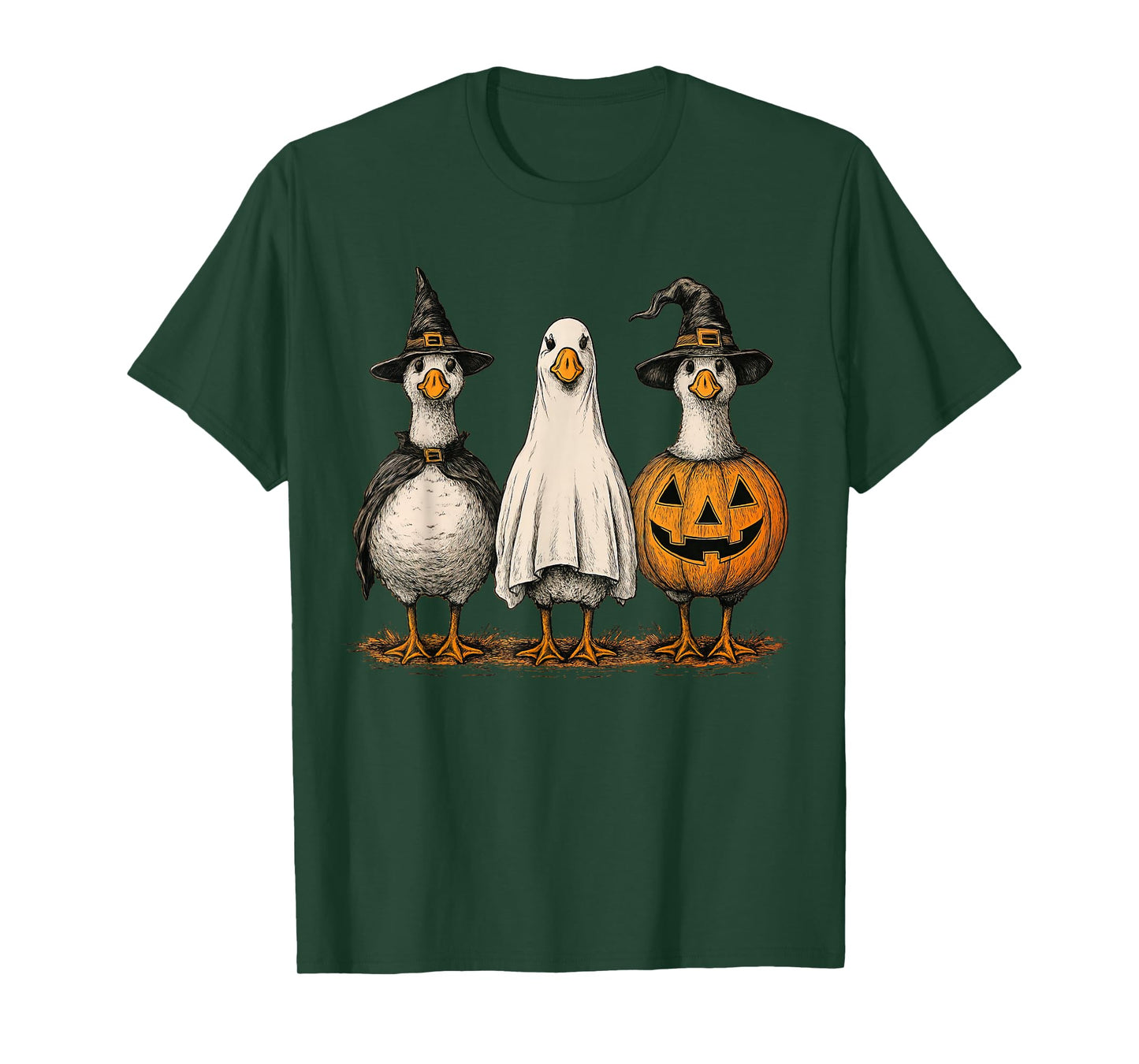 Funny Silly Goose Halloween Ghost Pumpkin Witch T-Shirt