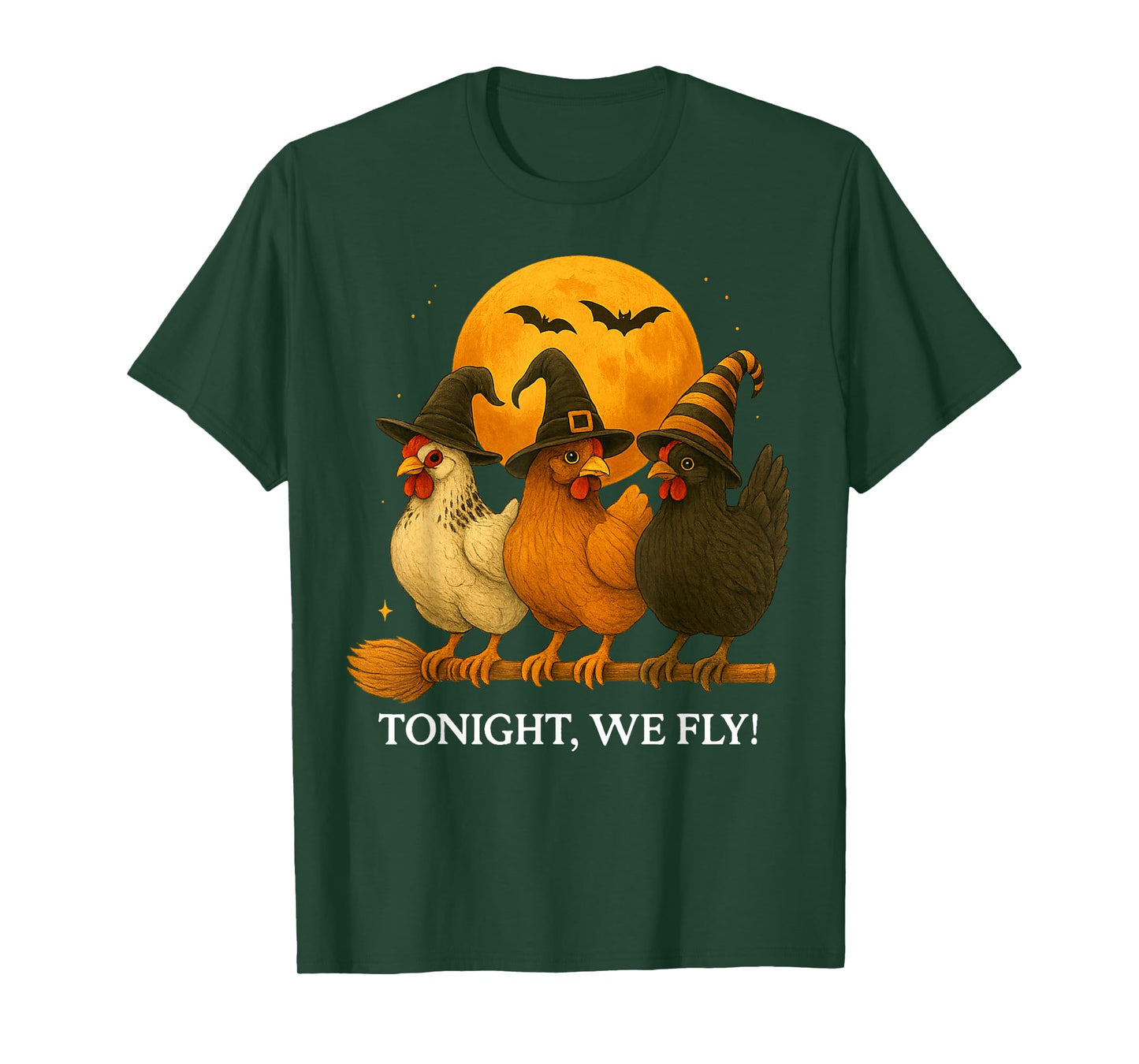 Chicken Tonight We Fly Funny Spooky Season Farm Halloween T-Shirt