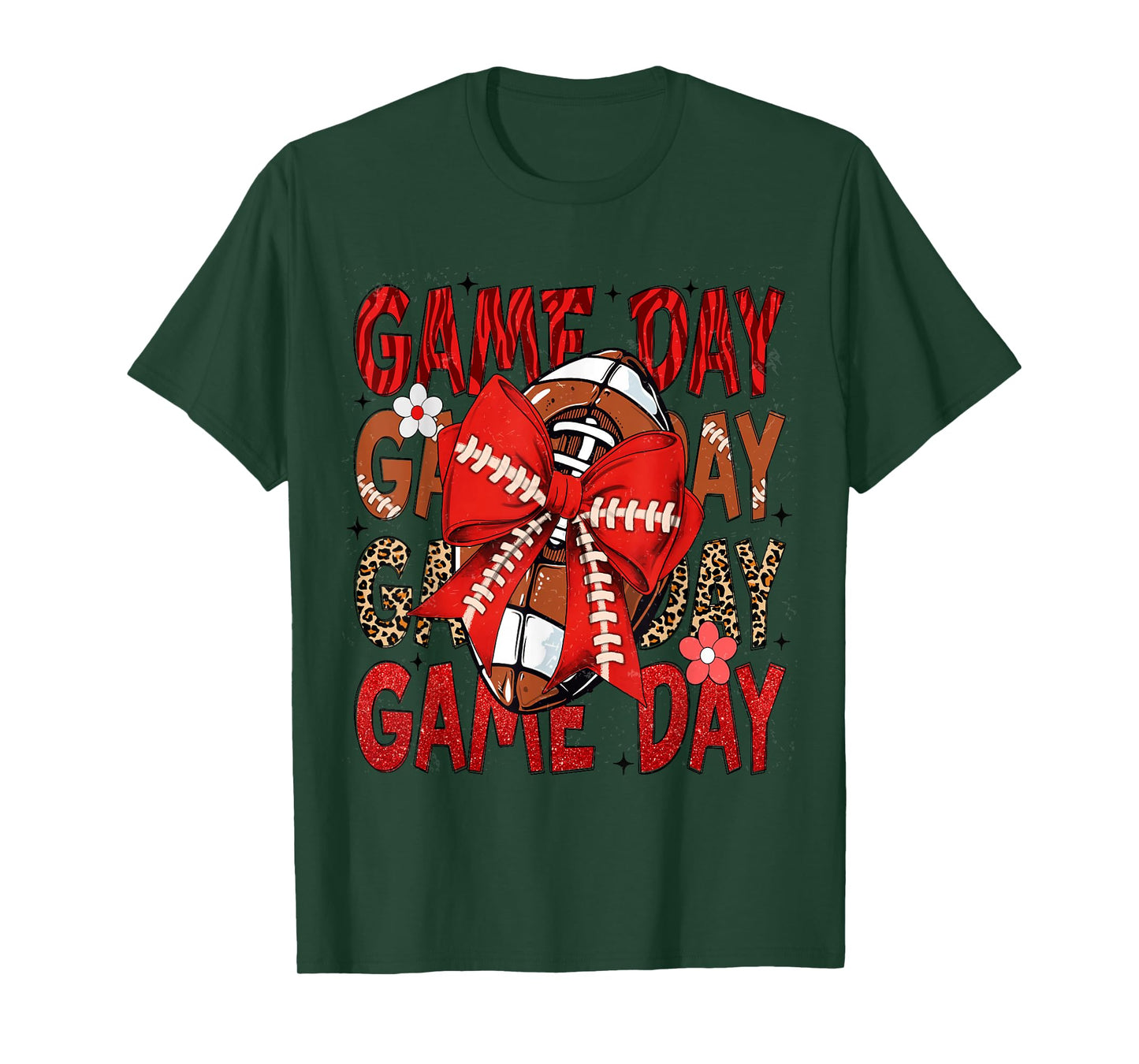 Football Lover Coquette Bow Game Day Fan & Player Mom & Girl T-Shirt