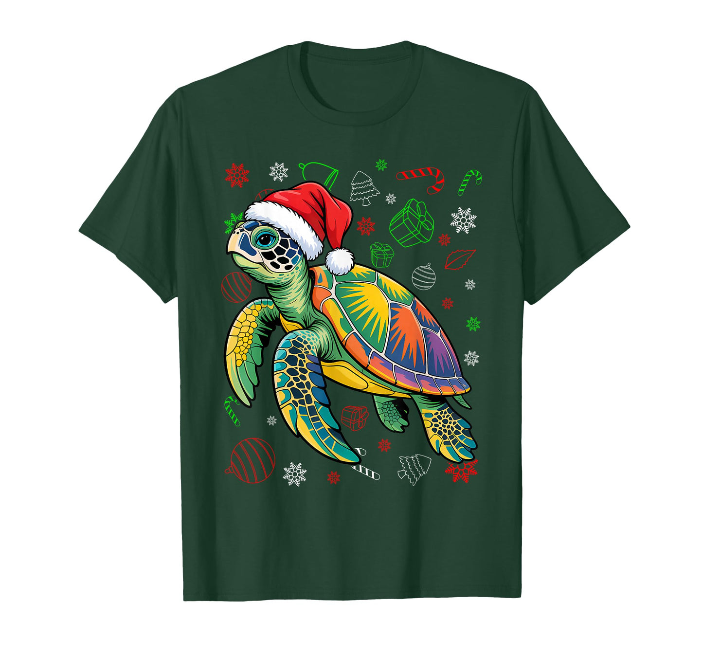 Sea Turtle Santa Cute Christmas Hat Design for Lovers T-Shirt