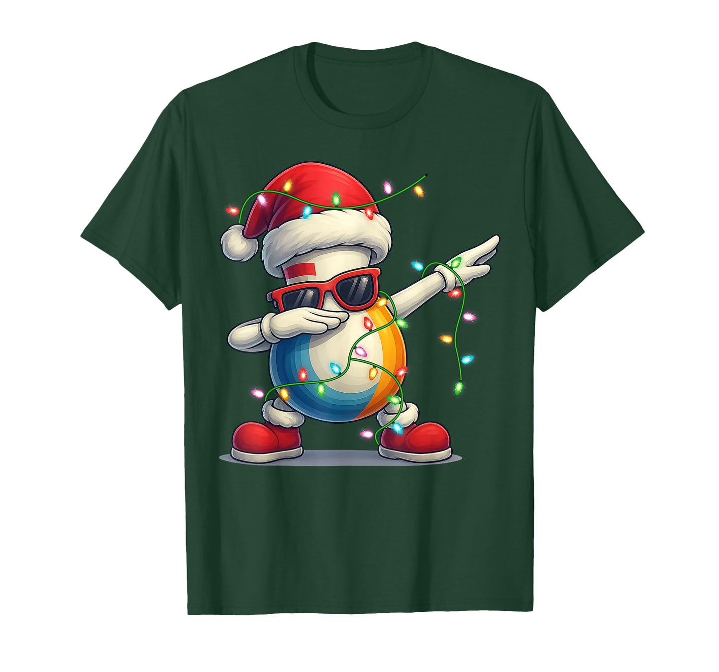 Bowling Christmas Tee Santa Dabbing Funny Sports Lover Boys T-Shirt