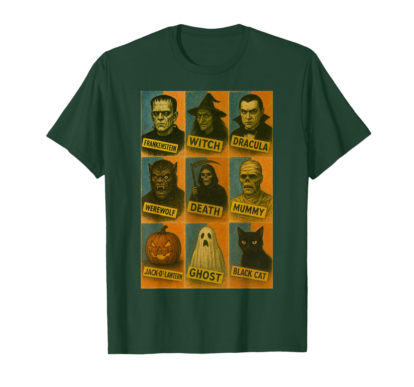 Halloween Classic Monsters Vintage T-Shirt
