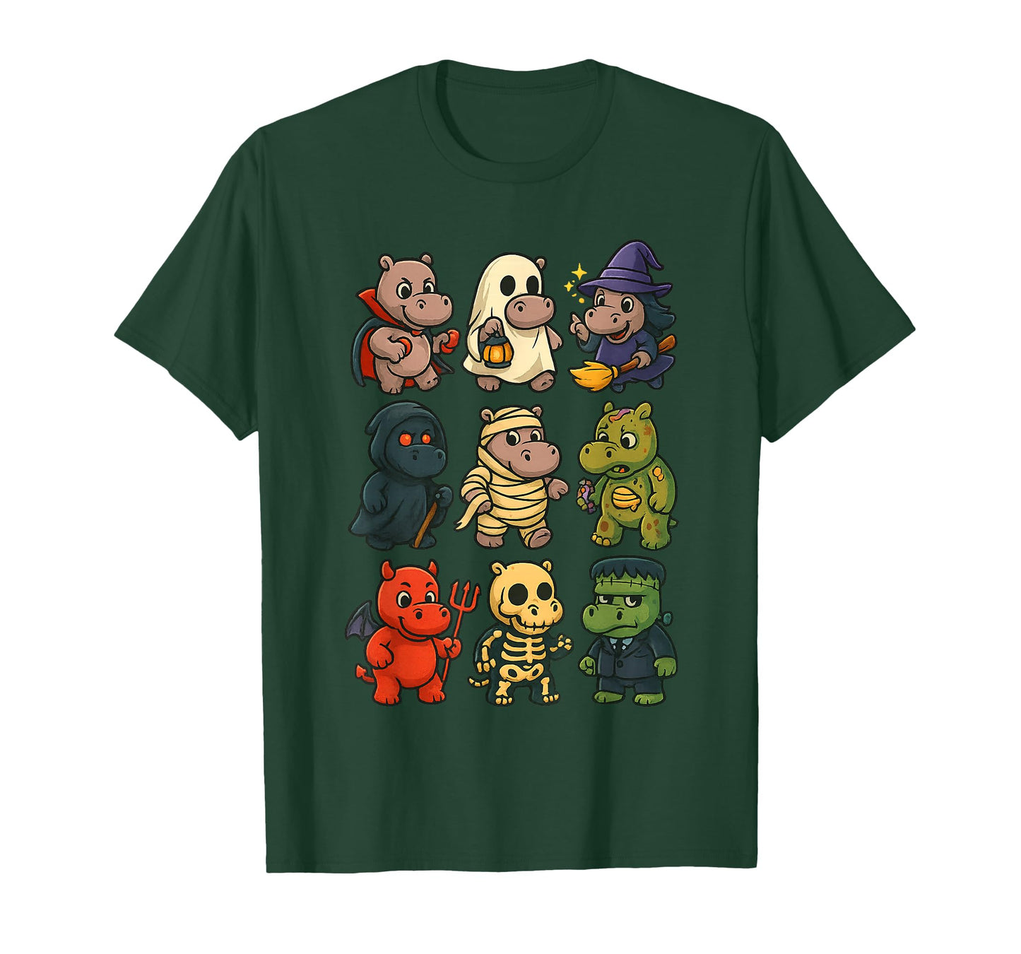 Hippo Ghost Witch Zombie Hilarious Animal Halloween Spooky T-Shirt