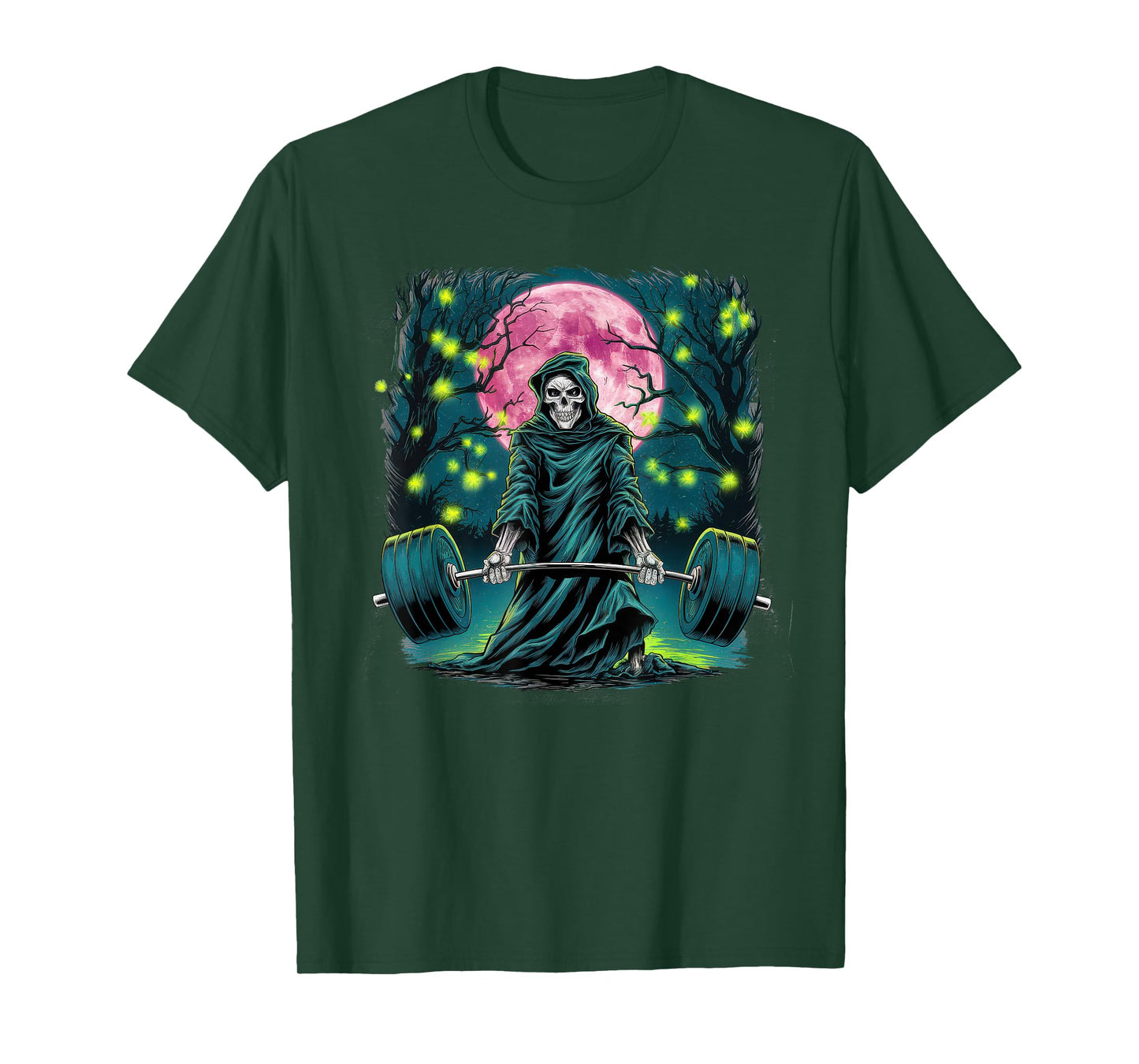 Deadlift Skeleton Gift Fitness Goth Tarot Card Gym Workout T-Shirt