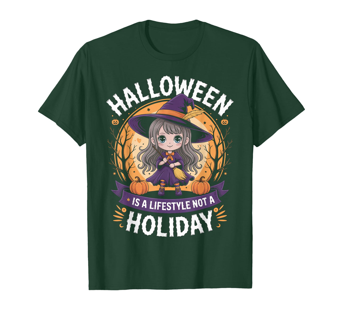 Halloween Anime Witch Chibi Lifestyle Not Holiday Girl Women T-Shirt