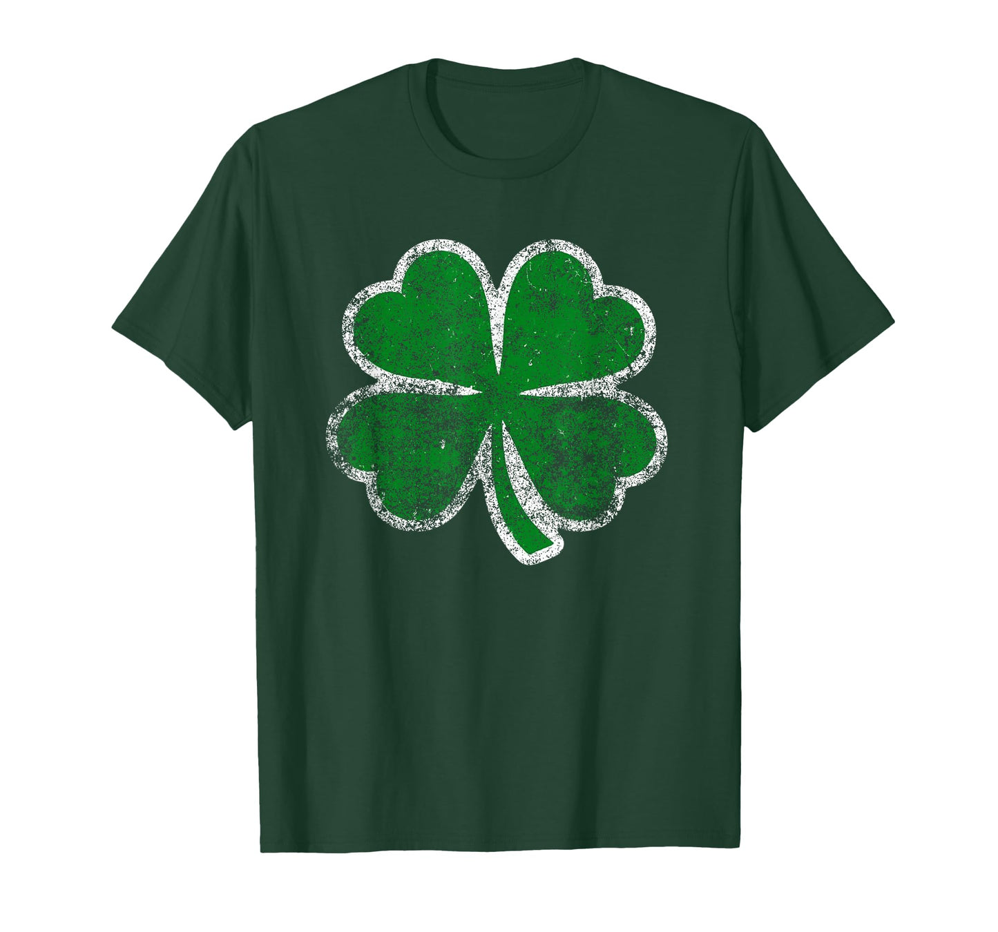 Four Leaf Clover Vintage Heavy Distressed Saint Patrick Day T-Shirt