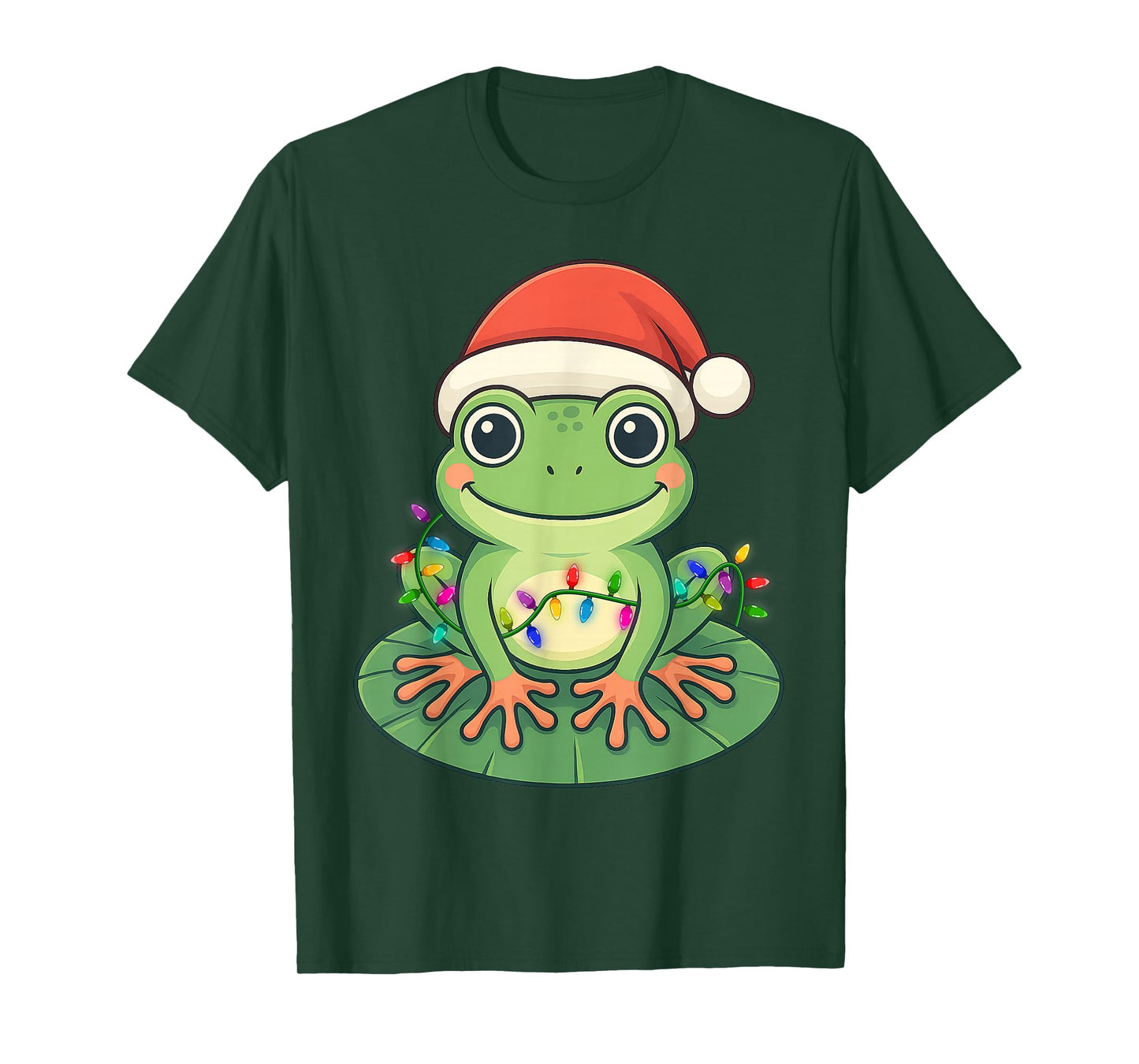 Xmas Lighting Santa Hat Frog Tees Merry T-Shirt
