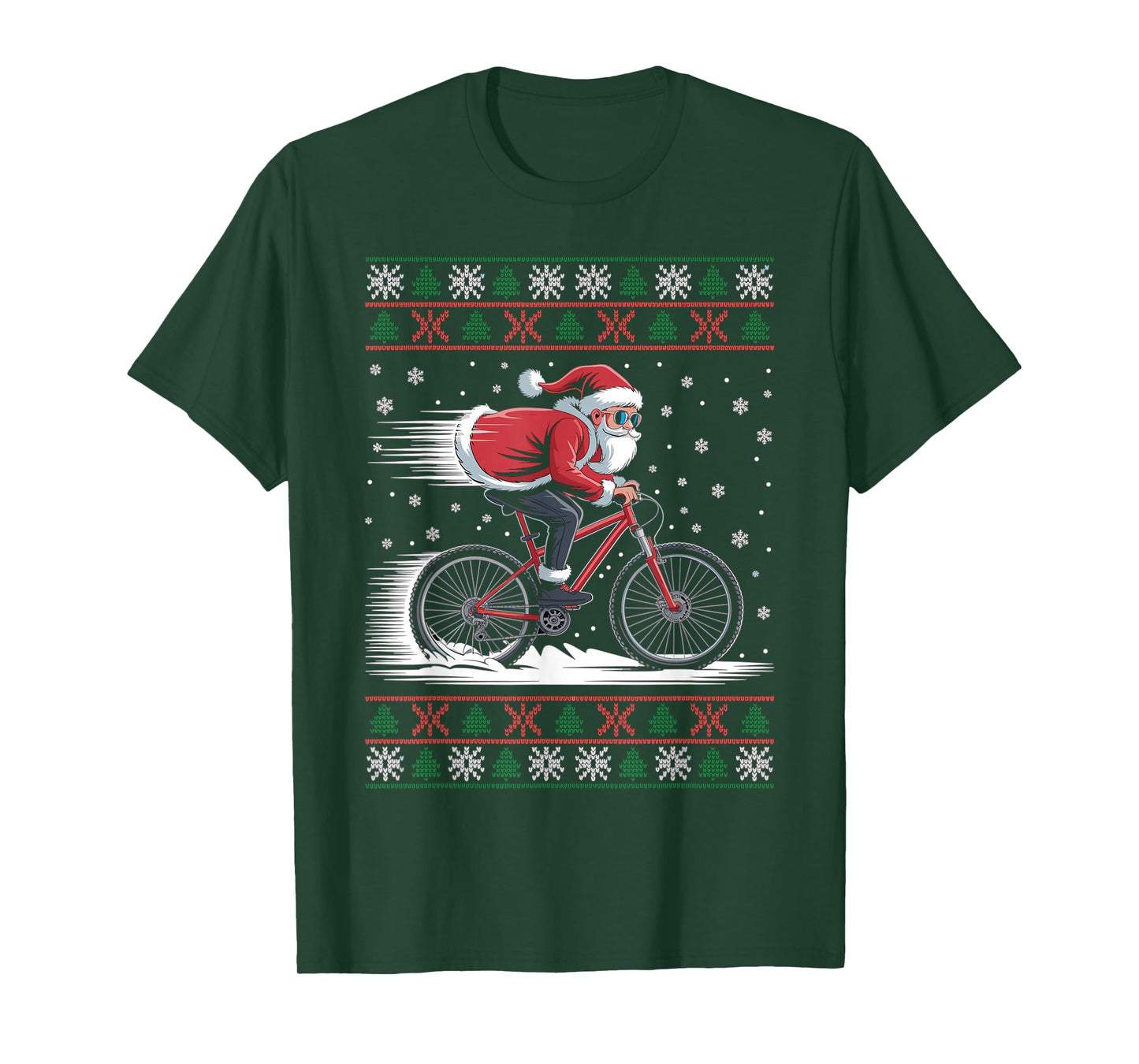 Santa Claus Mountain Bike Ugly Christmas Sweater MTB T-Shirt