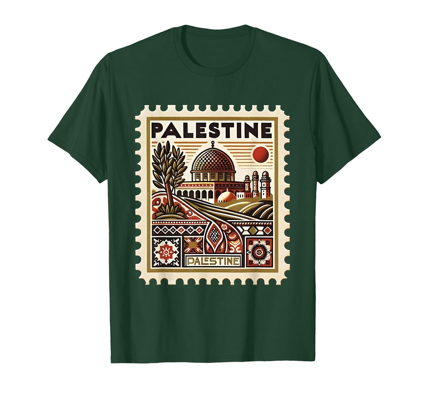 Vintage Palestine Stamp Dome Cultural Heritage Art T-Shirt