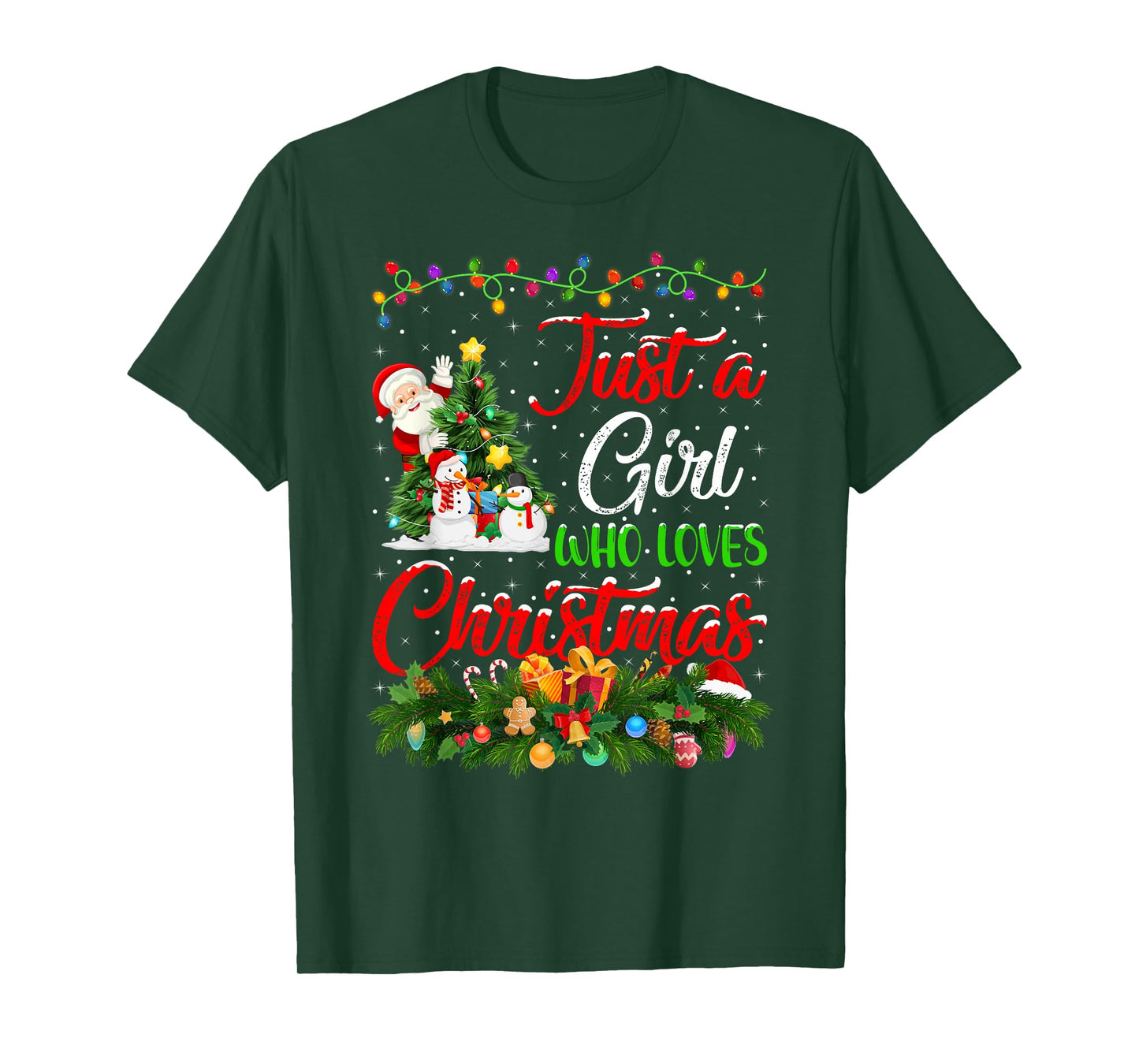 Just A Girl Who Loves Christmas Xmas Decorations Girls Women T-Shirt
