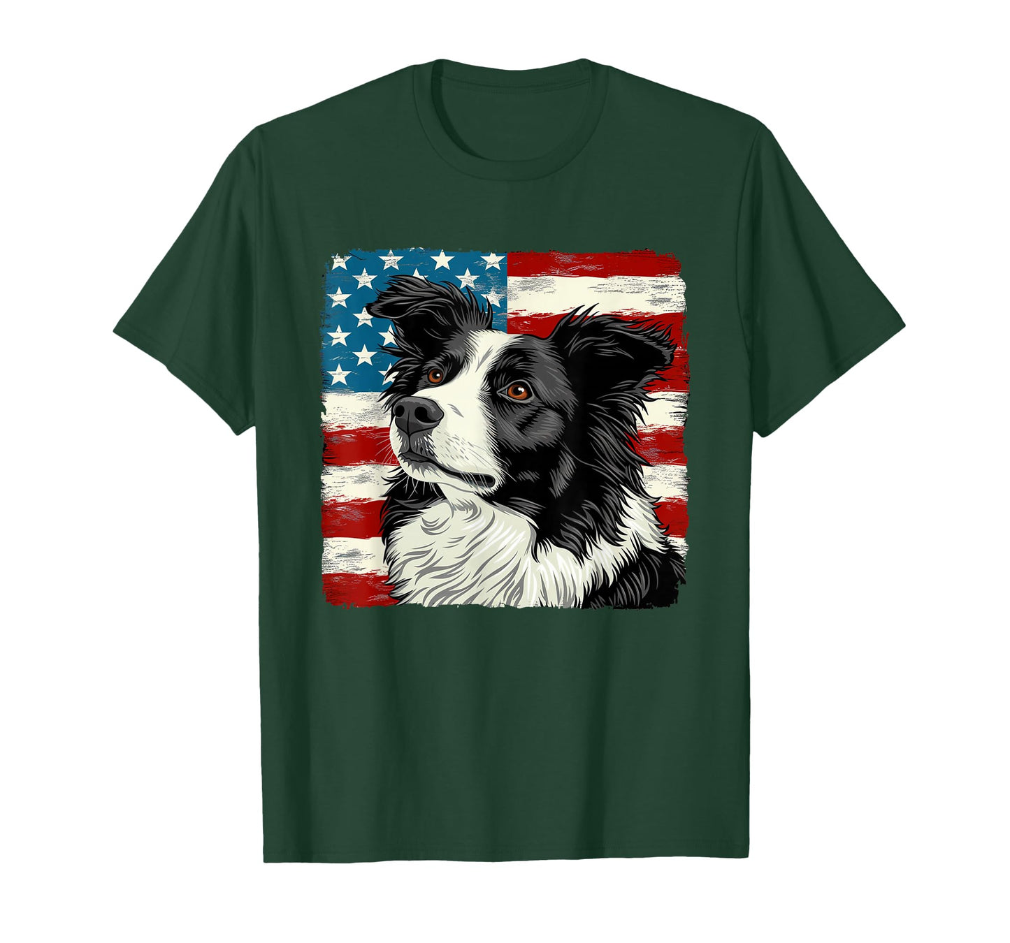 Border Collie Dog Patriotic 4th of July Gift Men Women T-Shirt