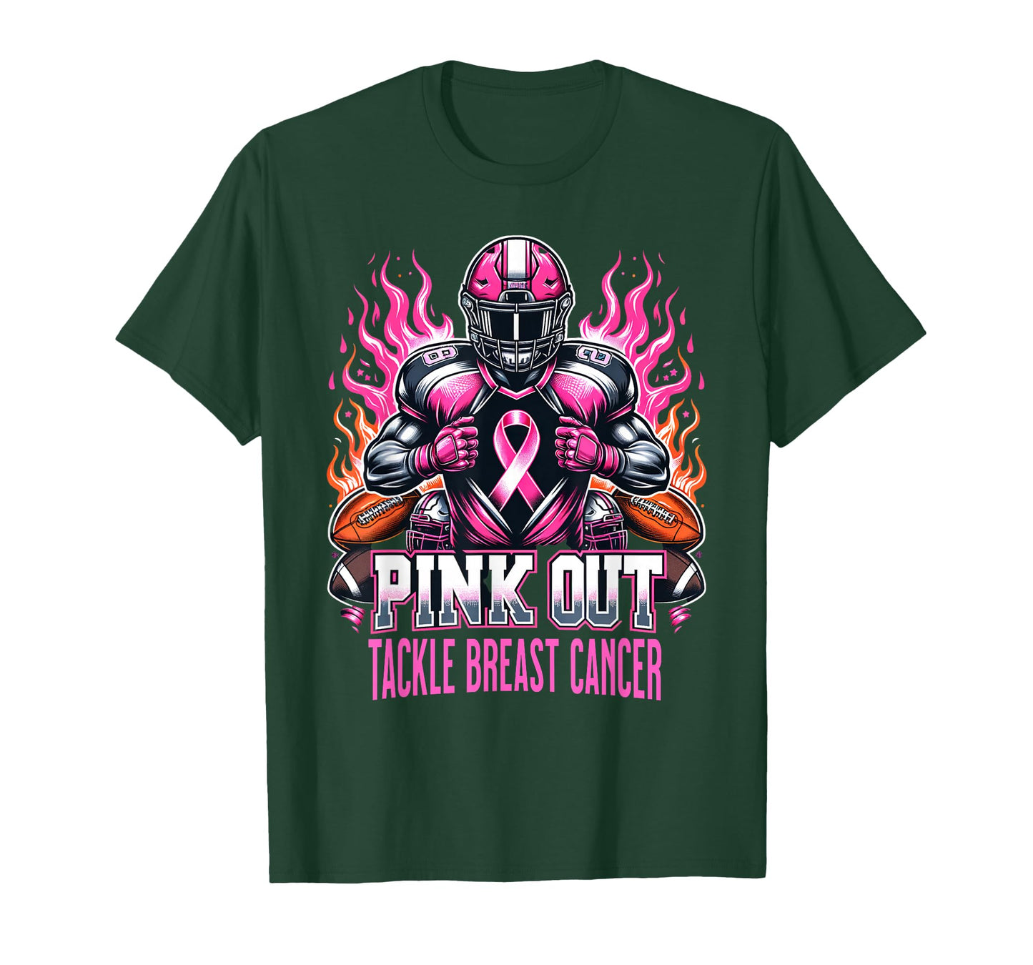 Pink Out Tackle Breast Cancer Awareness American Football T-Shirt