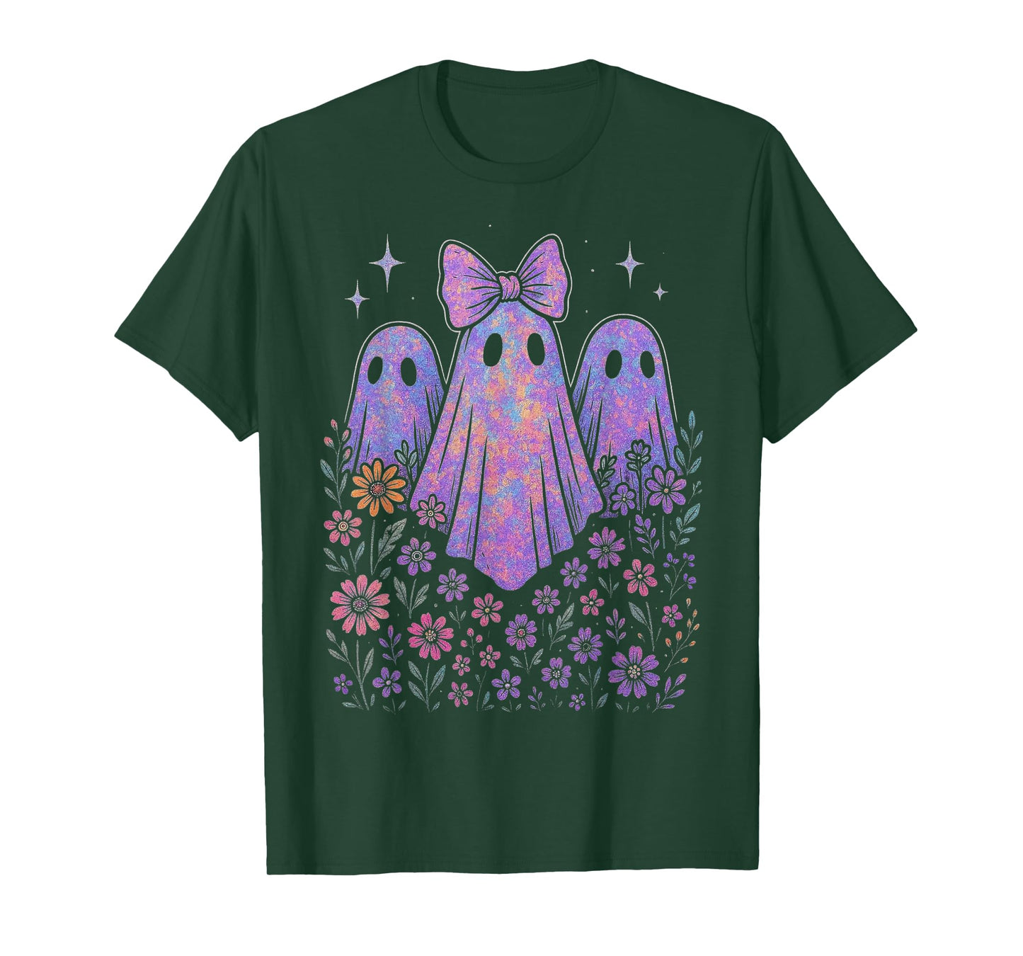 Halloween Shirt Floral Ghost Halloween Costume Girls Women T-Shirt
