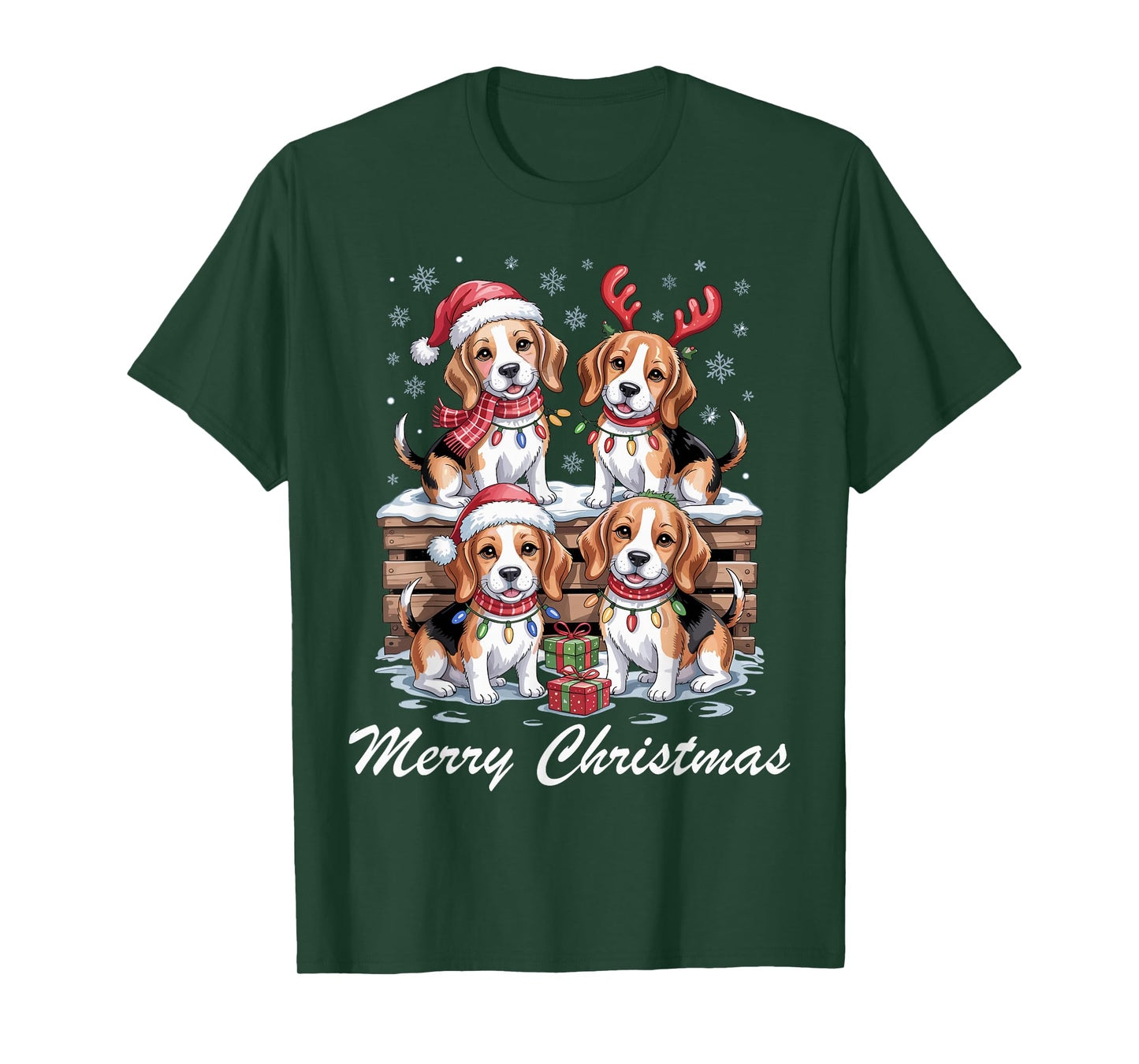 Beagle Merry Christmas Funny Dog Lovers Holiday Pajama T-Shirt