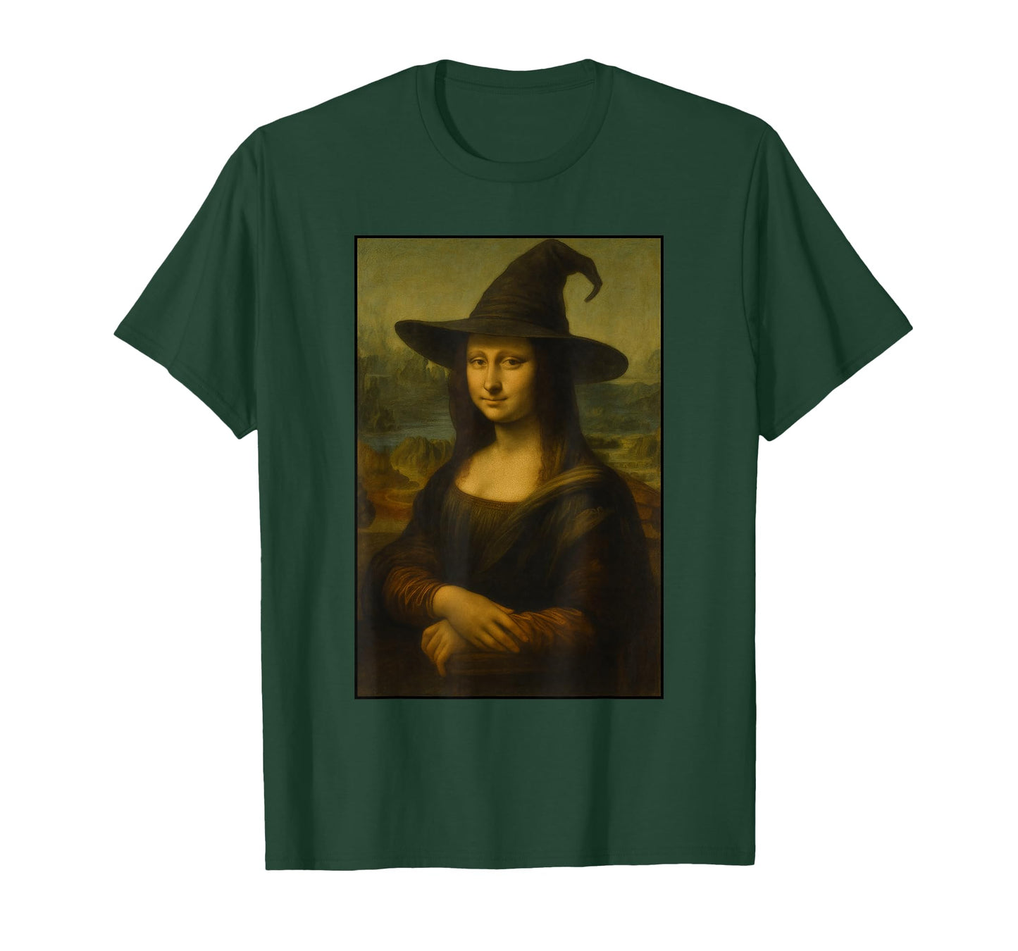 Mona Lisa Witch Hat Halloween Costume Art Vintage T-Shirt