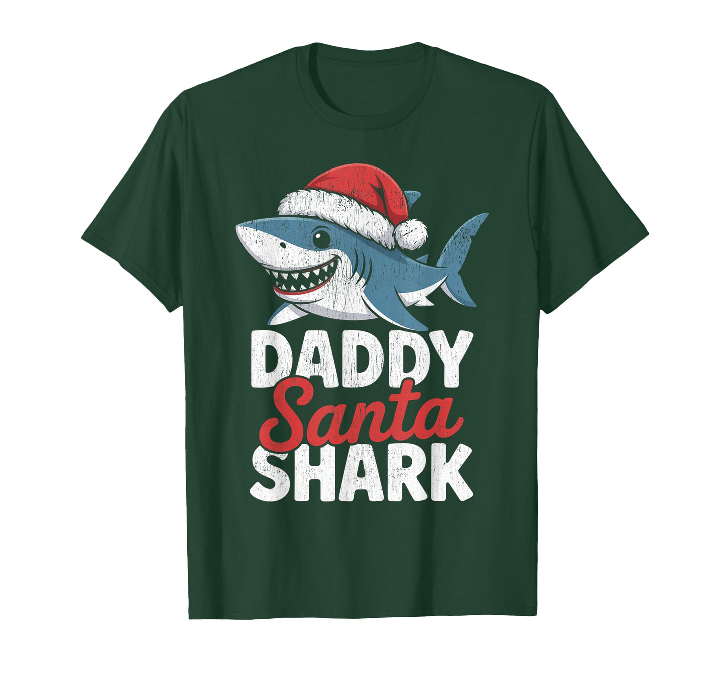Papa Sharkmas Funny Shark Santa Hat Ugly Christmas Sweater T-Shirt