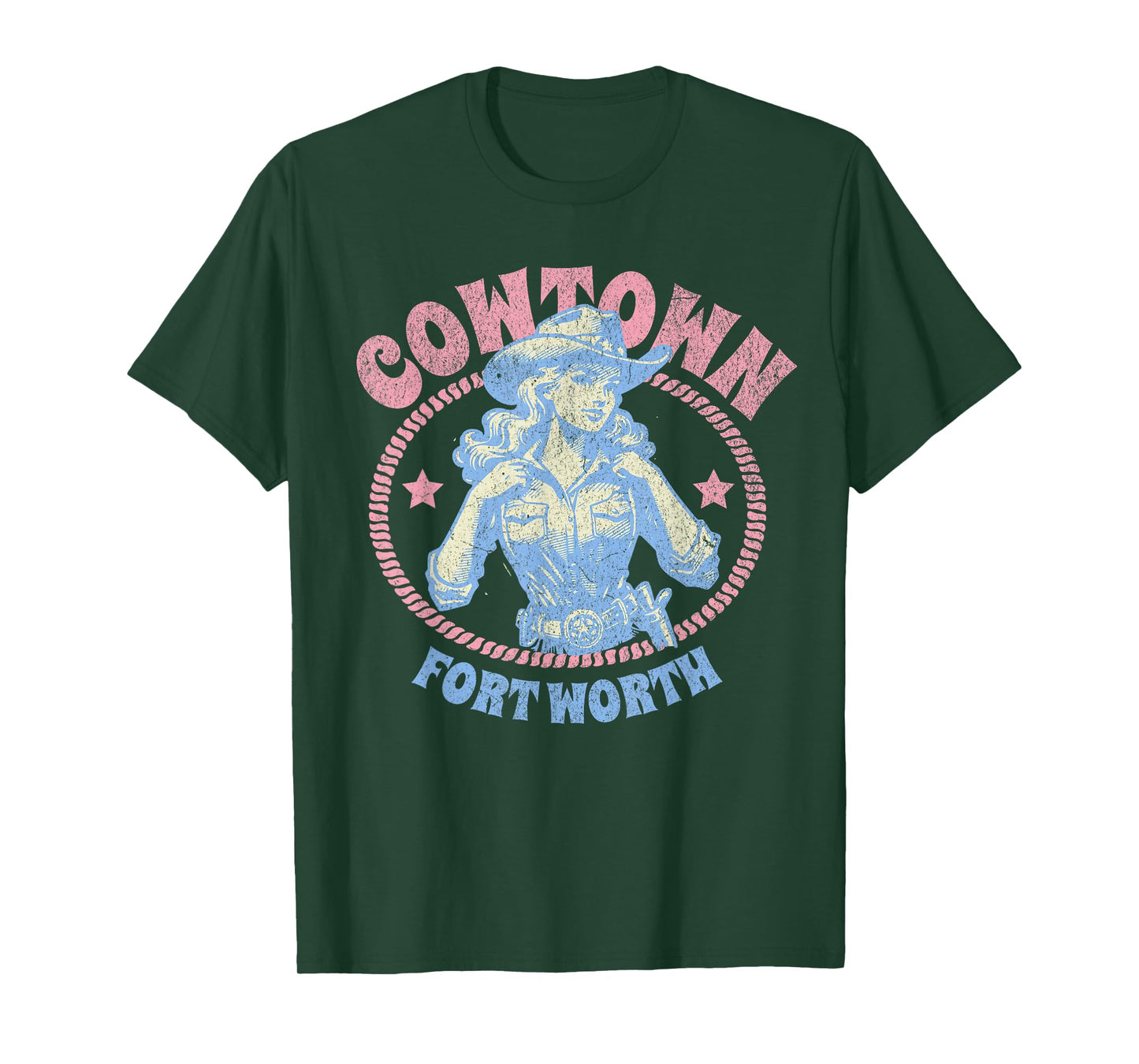 Cowtown Fort Worth Texas Retro Western Cowgirl T-Shirt