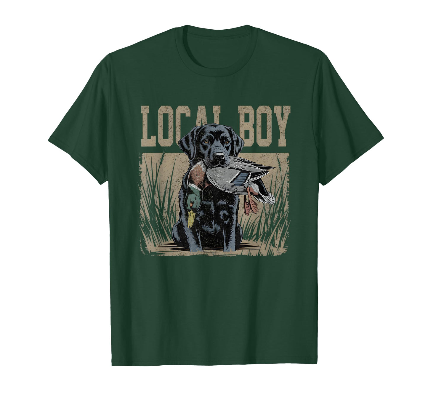 Local Boy Black Lab Hunting Dog Marsh Scene Sunset Vintage T-Shirt