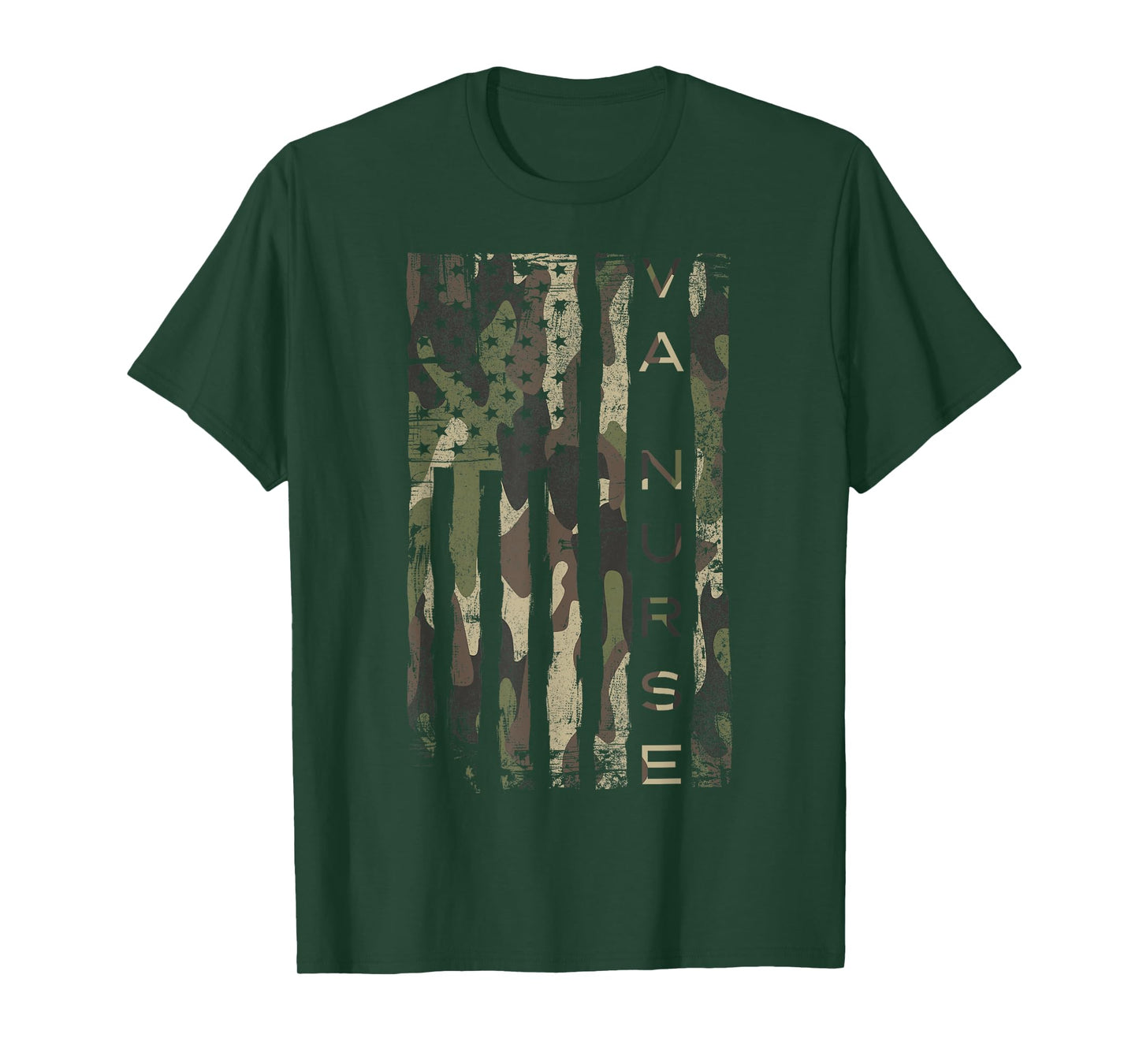 Camouflage VA NURSE Patriotic USA Flag T-Shirt