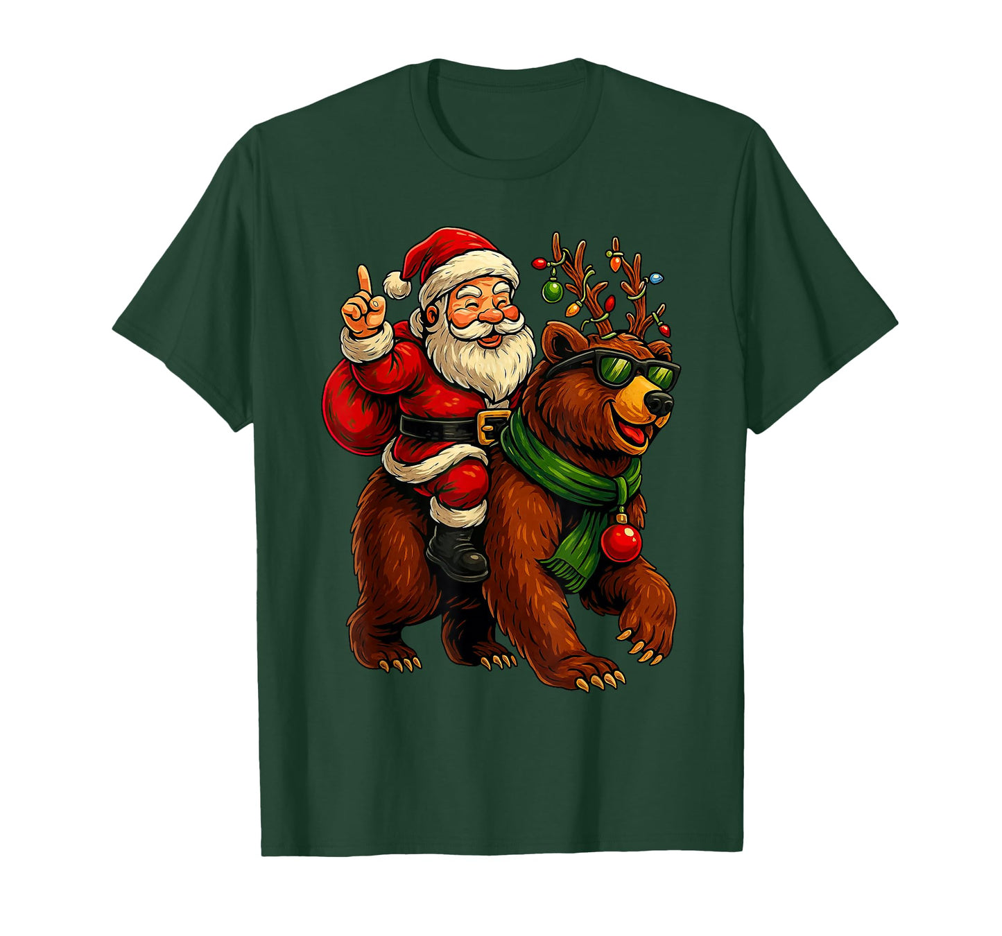 Cute Santa Claus Bear Reindeer Festive Xmas T-Shirt