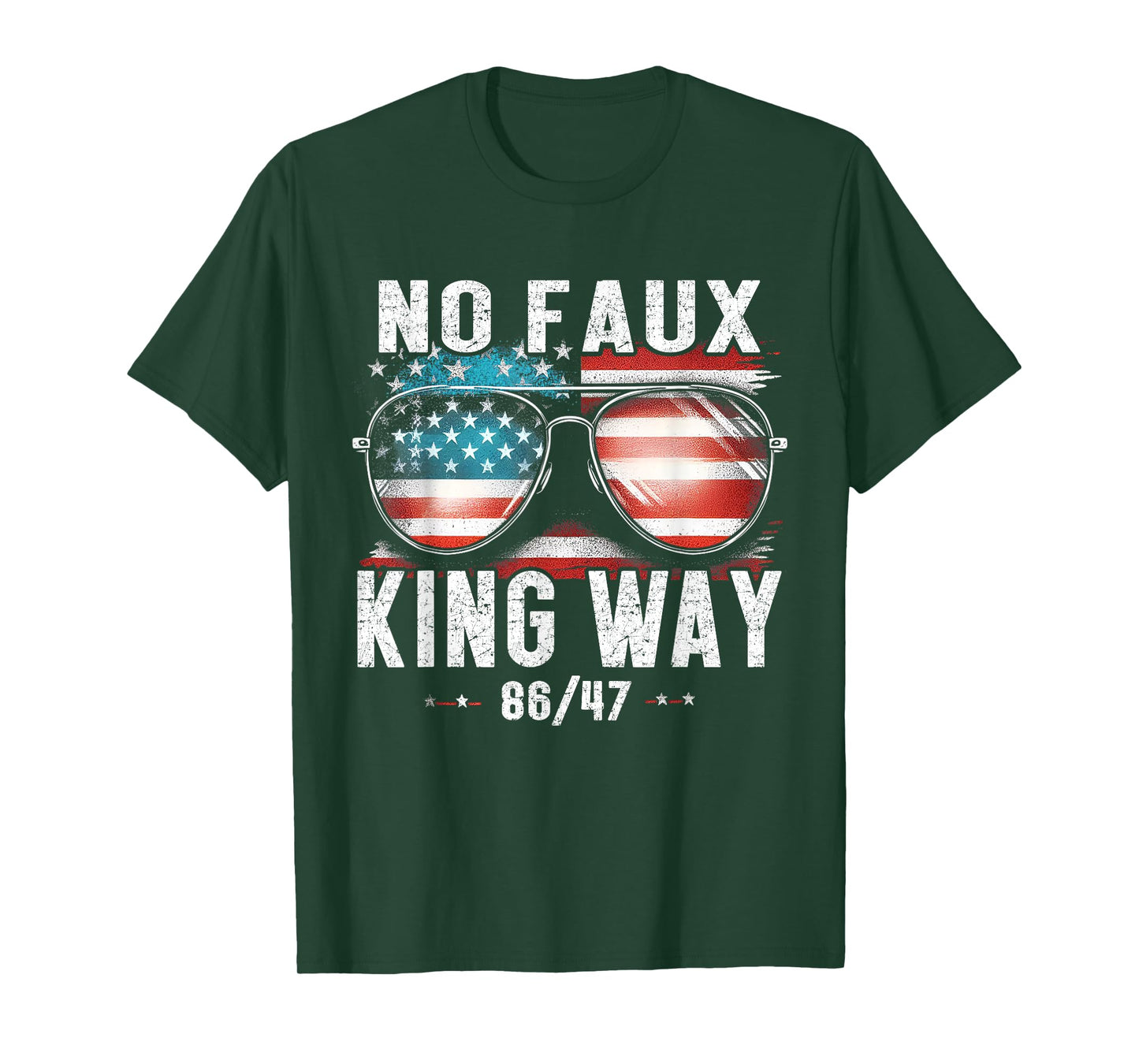 No Faux King Way 8647 Funny Resist Vintage America Flag T-Shirt