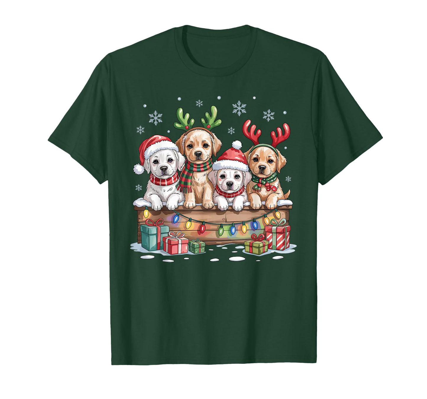 Cute Labrador Christmas Puppies Dog Lovers Funny Holiday T-Shirt