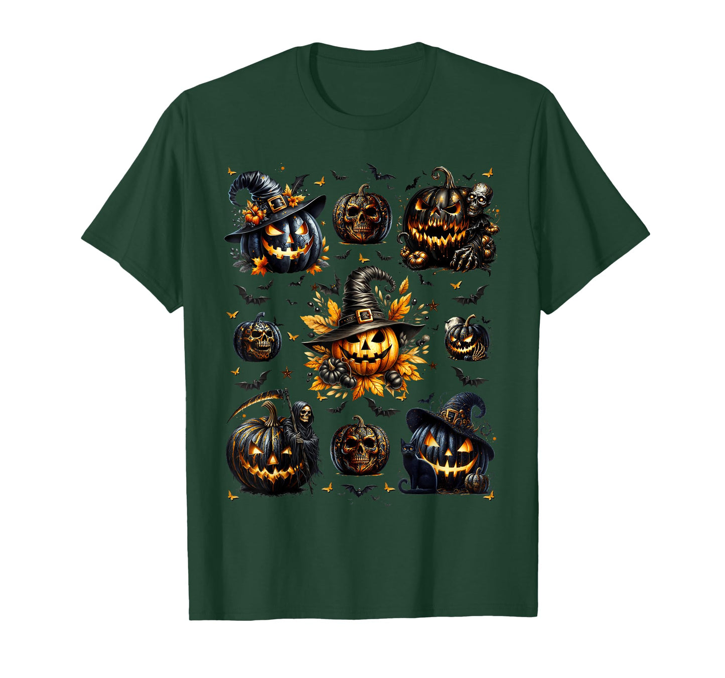 Unique Halloween Pumpkin Witch for Women Fall Spooky Season T-Shirt