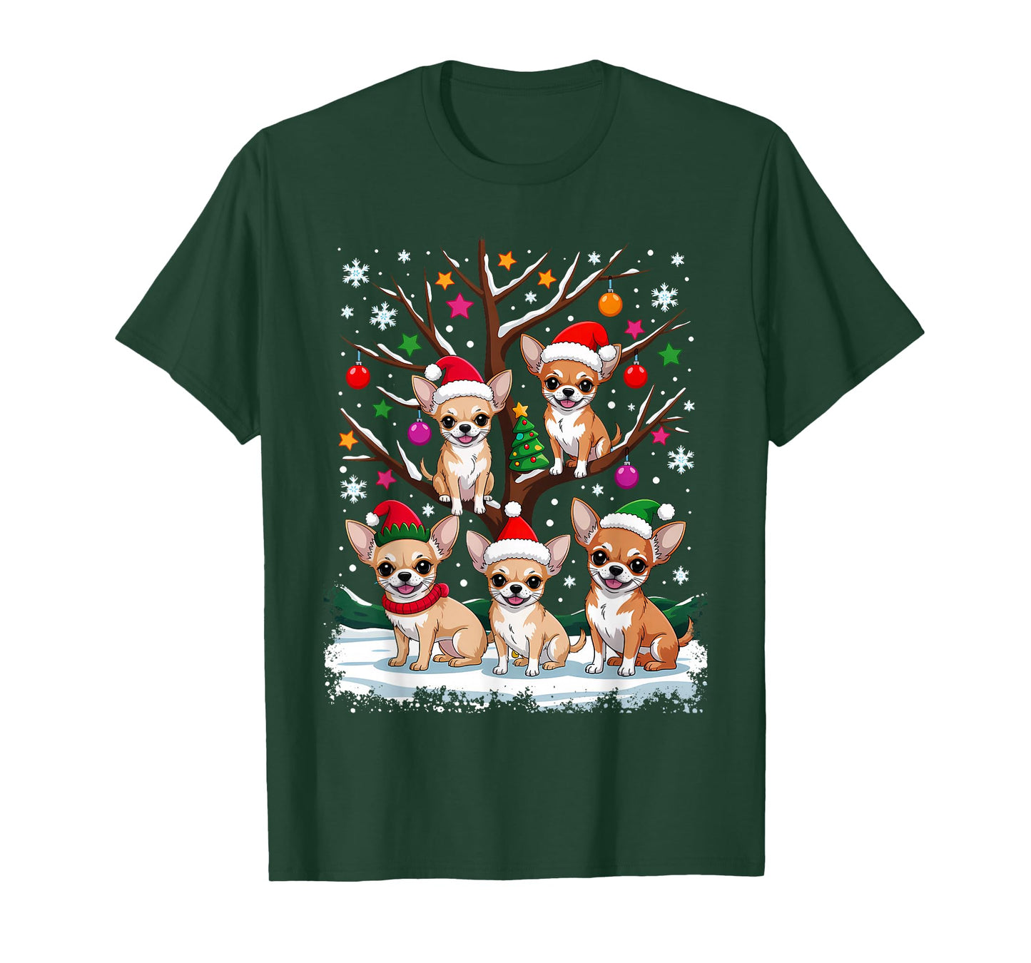 Christmas Chihuahua On Tree Santa Dog Lover T-Shirt
