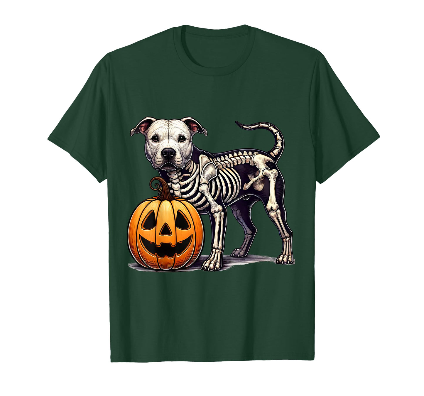 Pit bull Skeleton Jack O Lantern Funny Dog Halloween T-Shirt