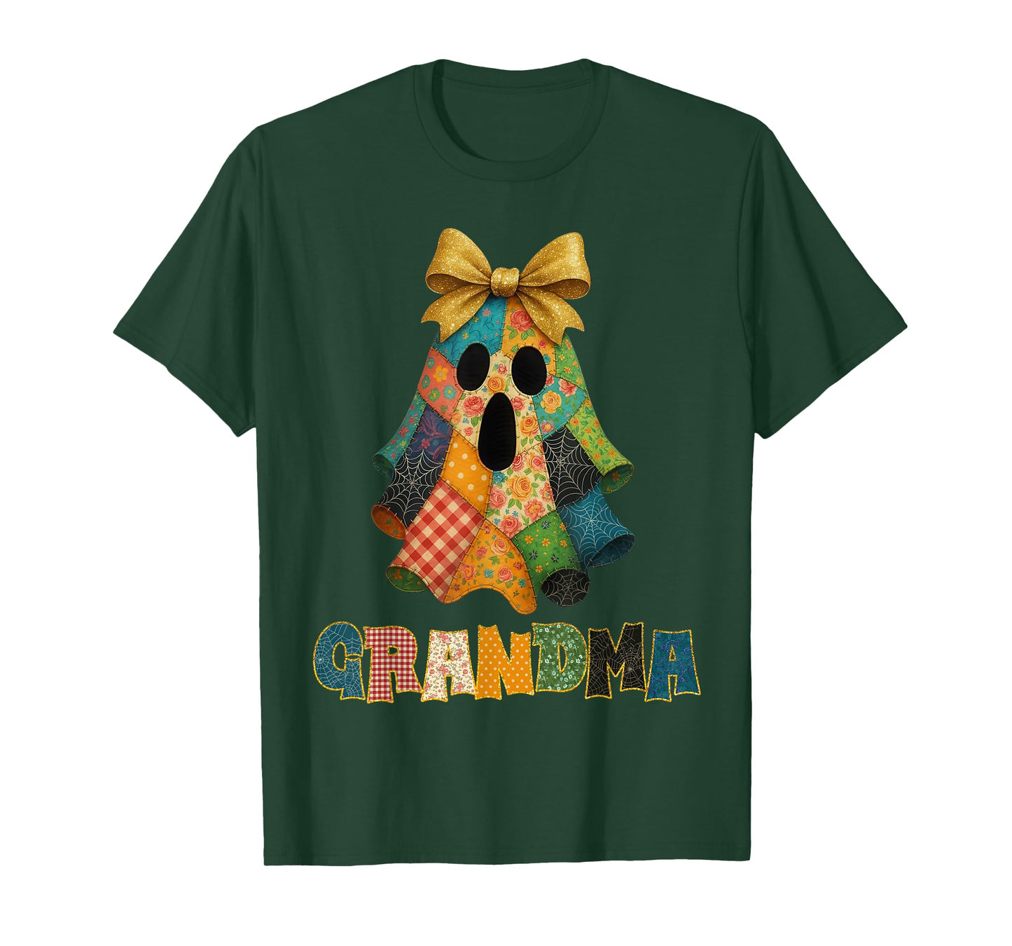 Grandma Halloween Boo Ghost Patchwork Costume Funny Party T-Shirt