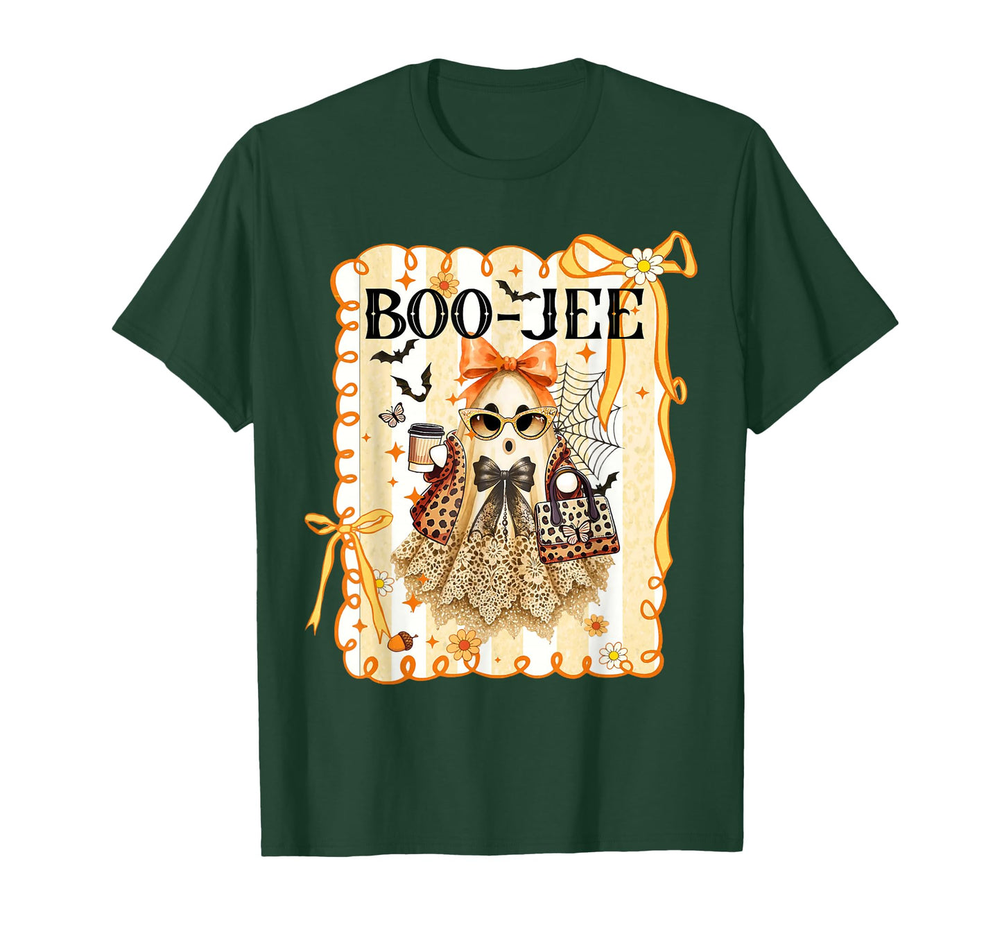 Boo-JEE Cute Lace Ghost Boujee Coquette Bow Spooky Halloween T-Shirt