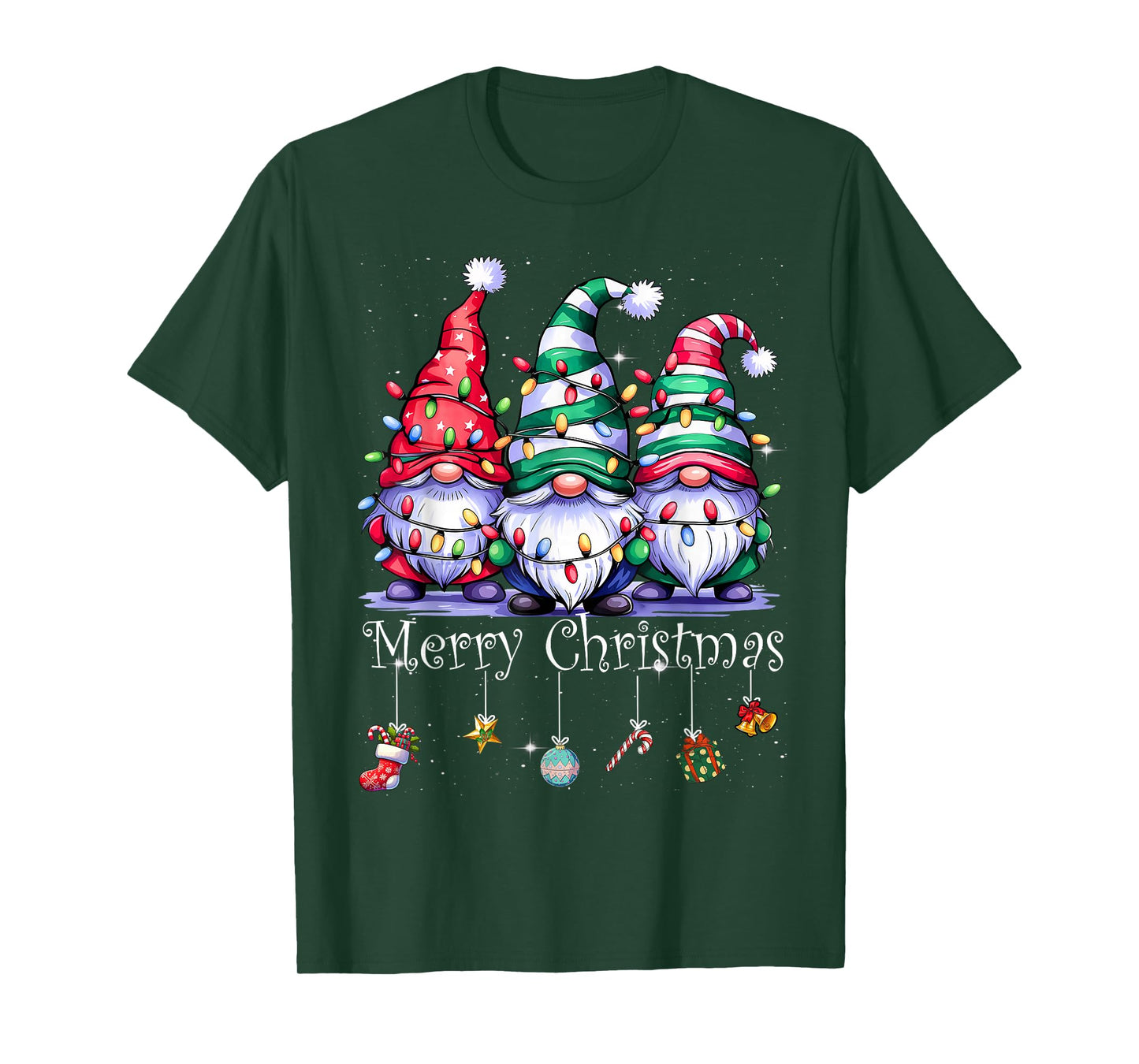 Cute Gnomes Merry Christmas Light Family Gnome Xmas Matching T-Shirt